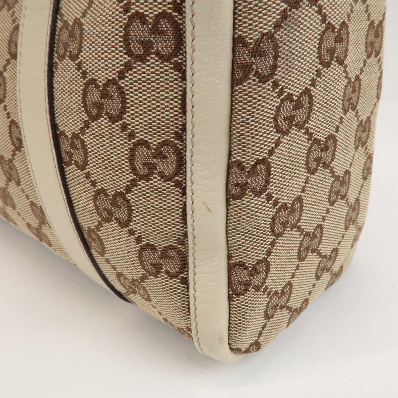 GUCCI Abbey GG Canvas Leather Hand Bag Beige Ivory 130942