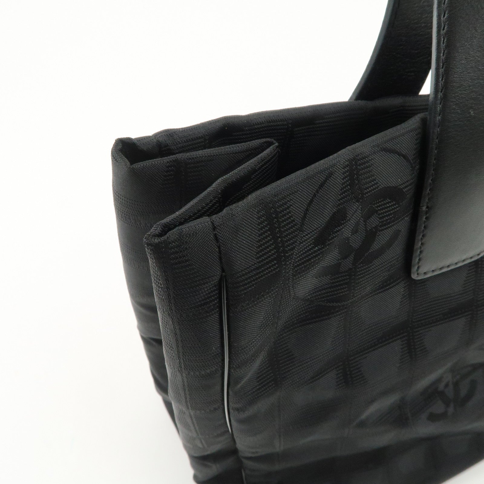 CHANEL New Travel Line Nylon Jacquard Leather Tote Bag A15991 Used