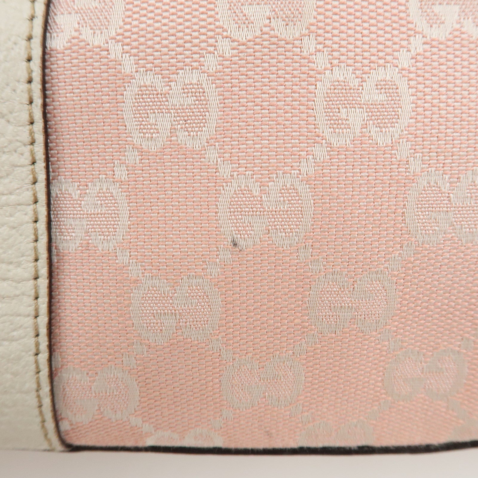 GUCCI Abbey Line GG Canvas Leather Tote Bag Pink Ivory 141470