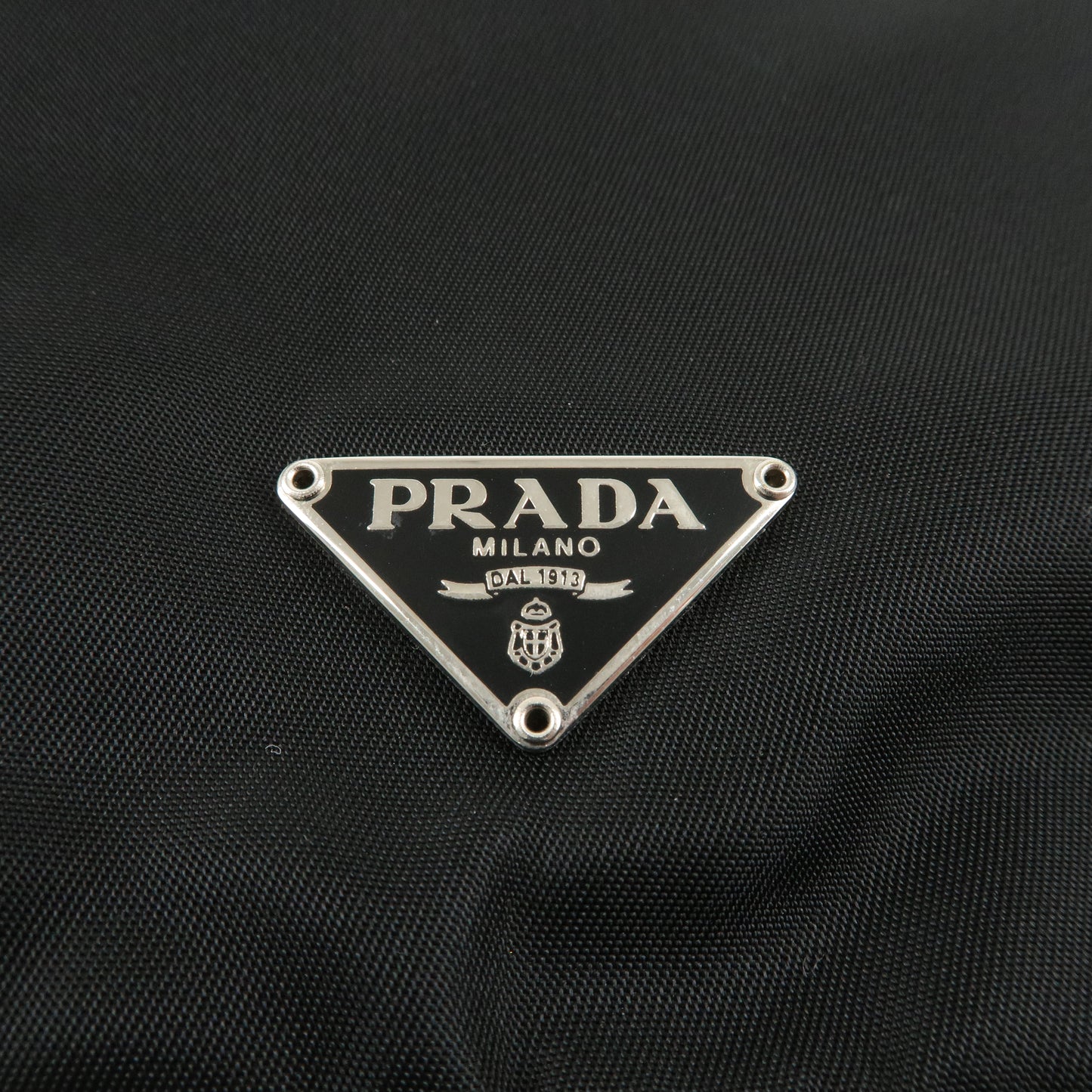 PRADA Nylon Leather Shoulder Bag Black Brown BR2206