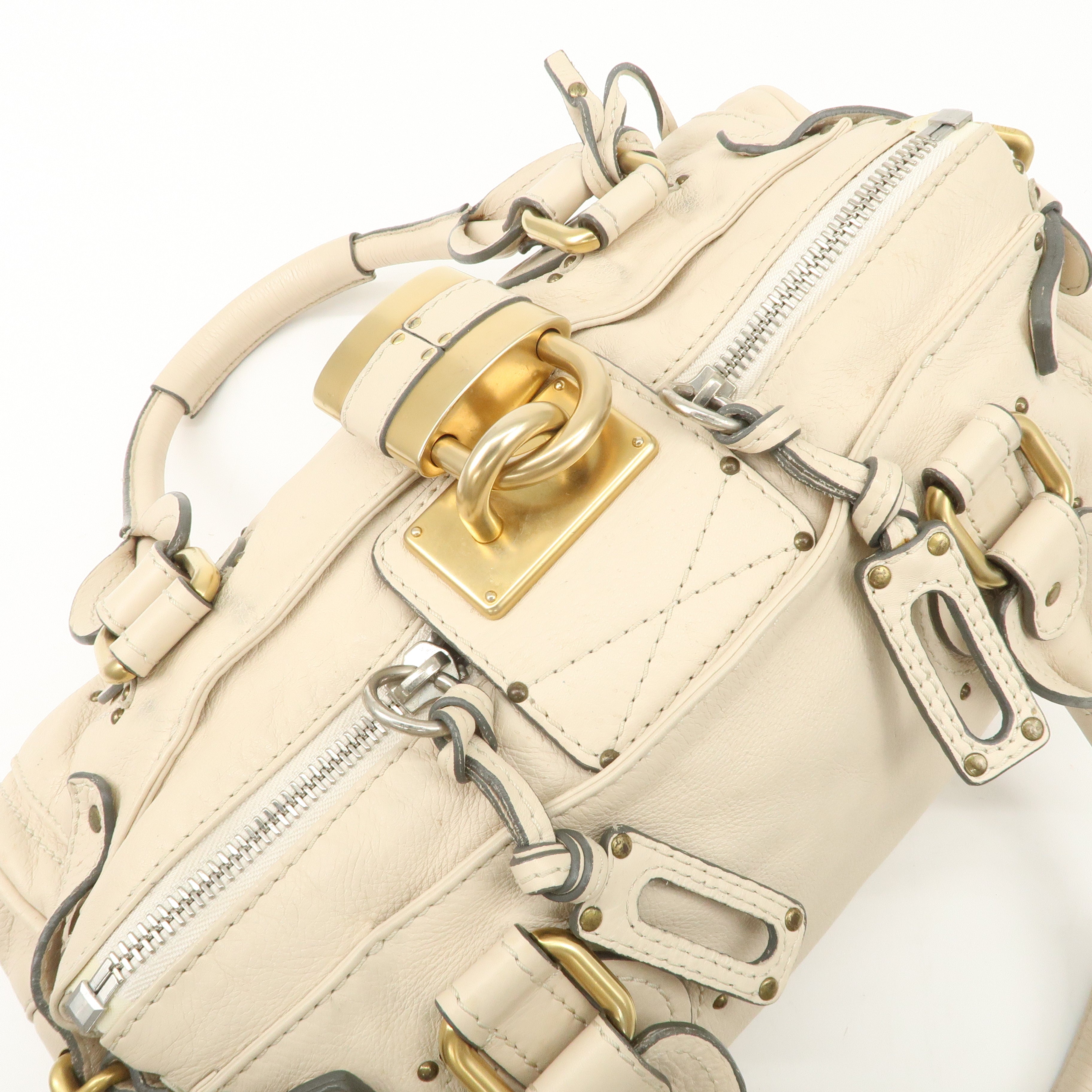 Chloe Paddington Leather Shoulder Bag Hand Bag Ivory