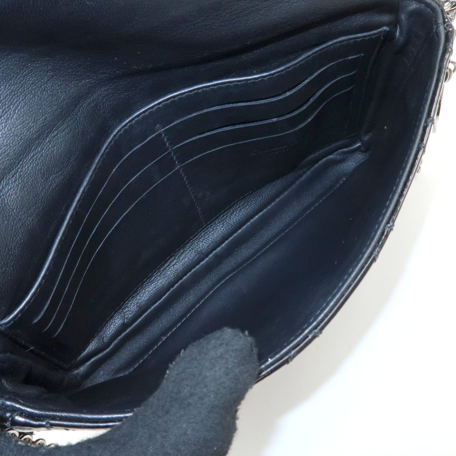 Christian Dior Cannage Patent Leather Chain Shoulder Bag Black Used
