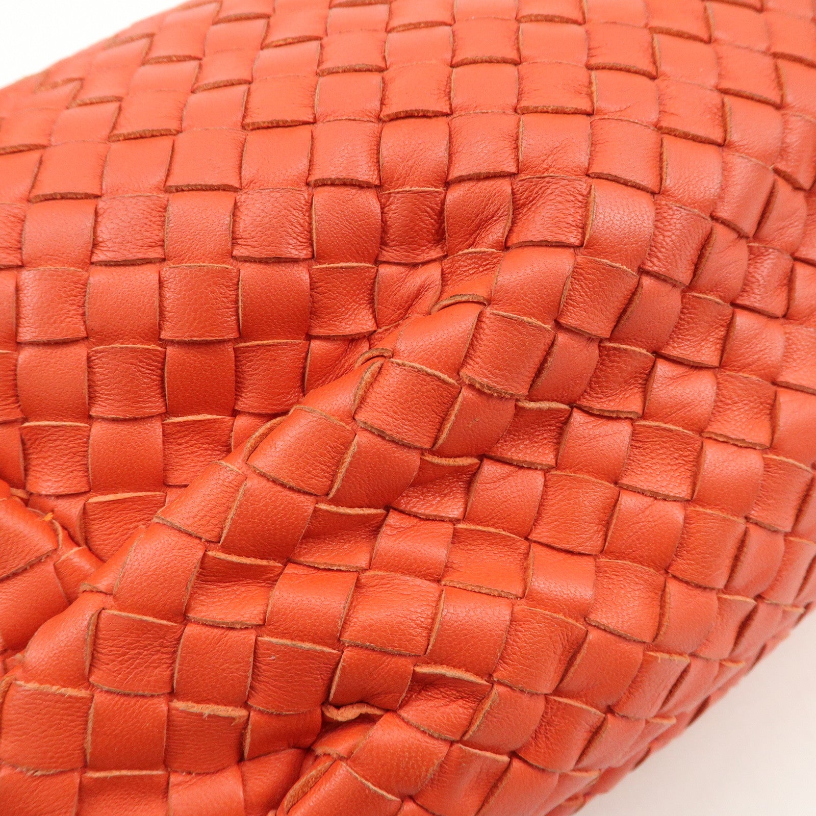 BOTTEGA VENETA Intrecciato Leather Shoulder Bag Orange 232499 Used