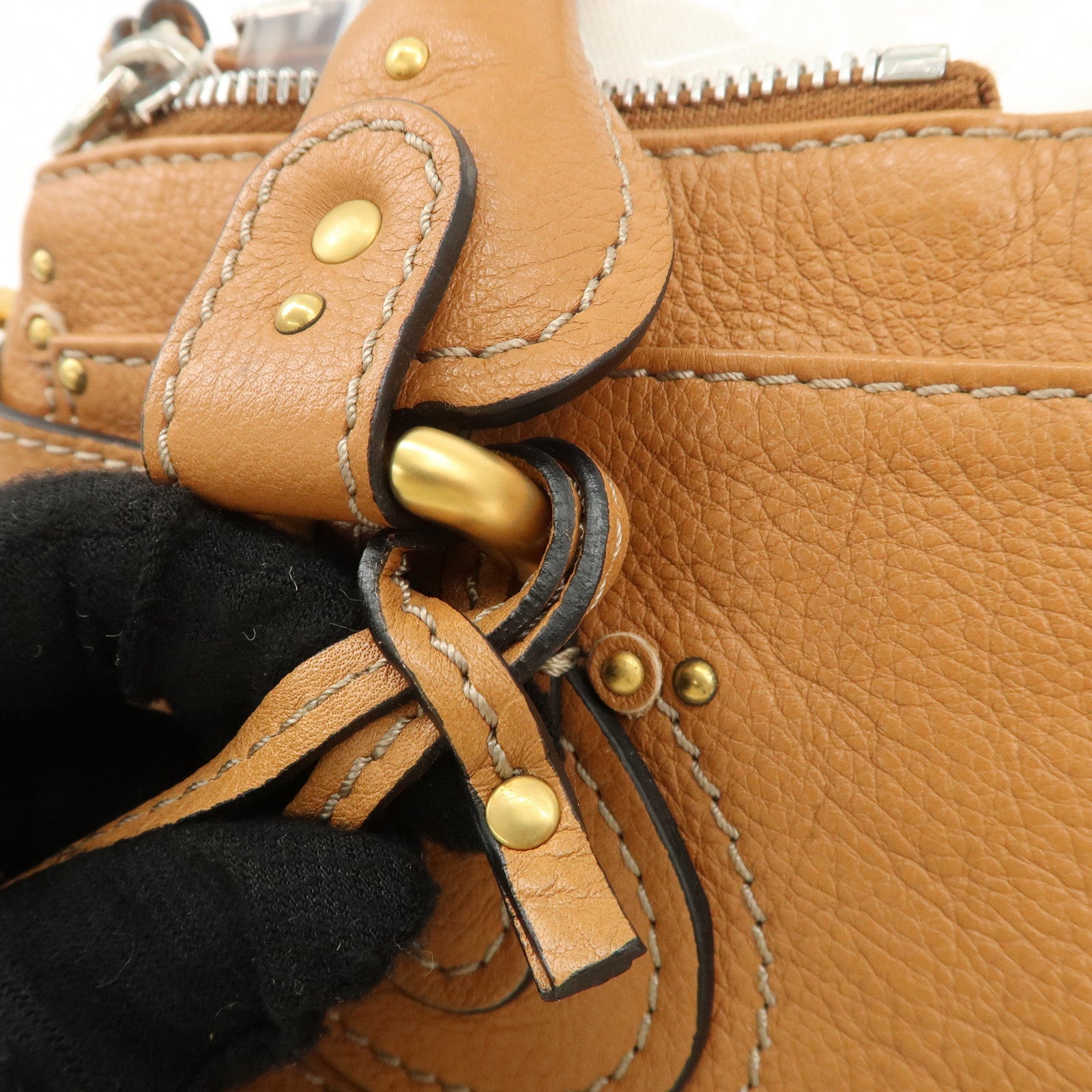 Chloe Paddington Leather Medium Hand Bag Shoulder Bag Brown Used