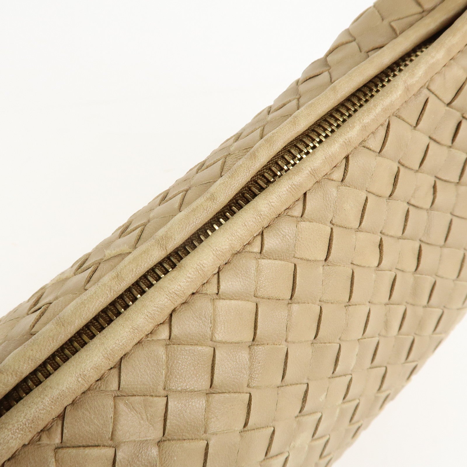 BOTTEGA VENETA Hobo Intrecciato Leather Shoulder Bag Beige 115653 Used