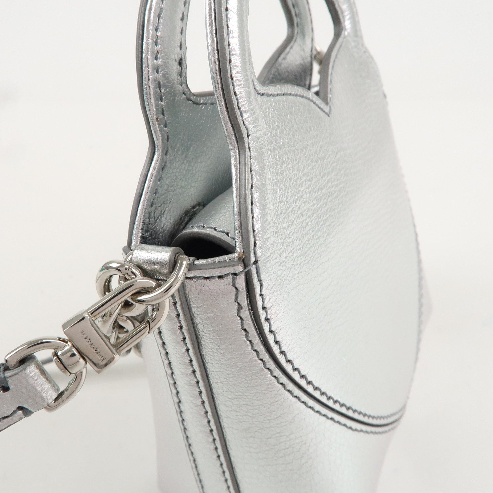 Tiffany&Co. Leather Return to Tiffany Micro Tote Bag SIlver