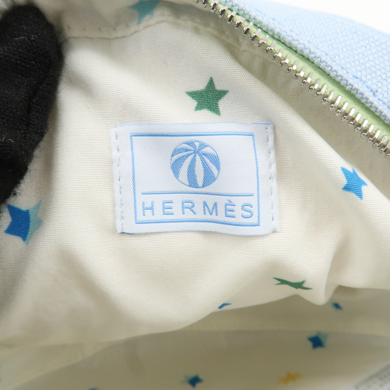 HERMES Circus Sakarecre Cotton Canvas Shoulder Bag Light Blue Used