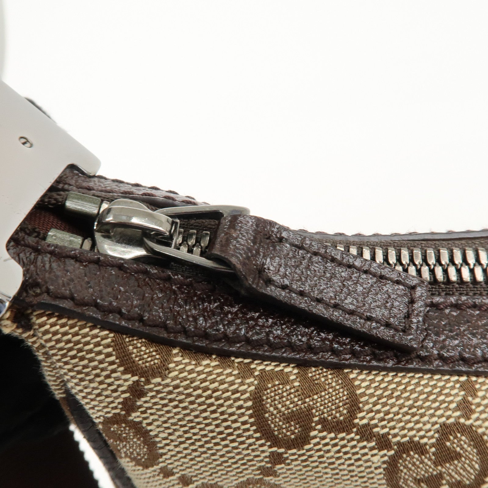 GUCCI GG Canvas Leather Shoulder Bag Beige Brown 122790 Used