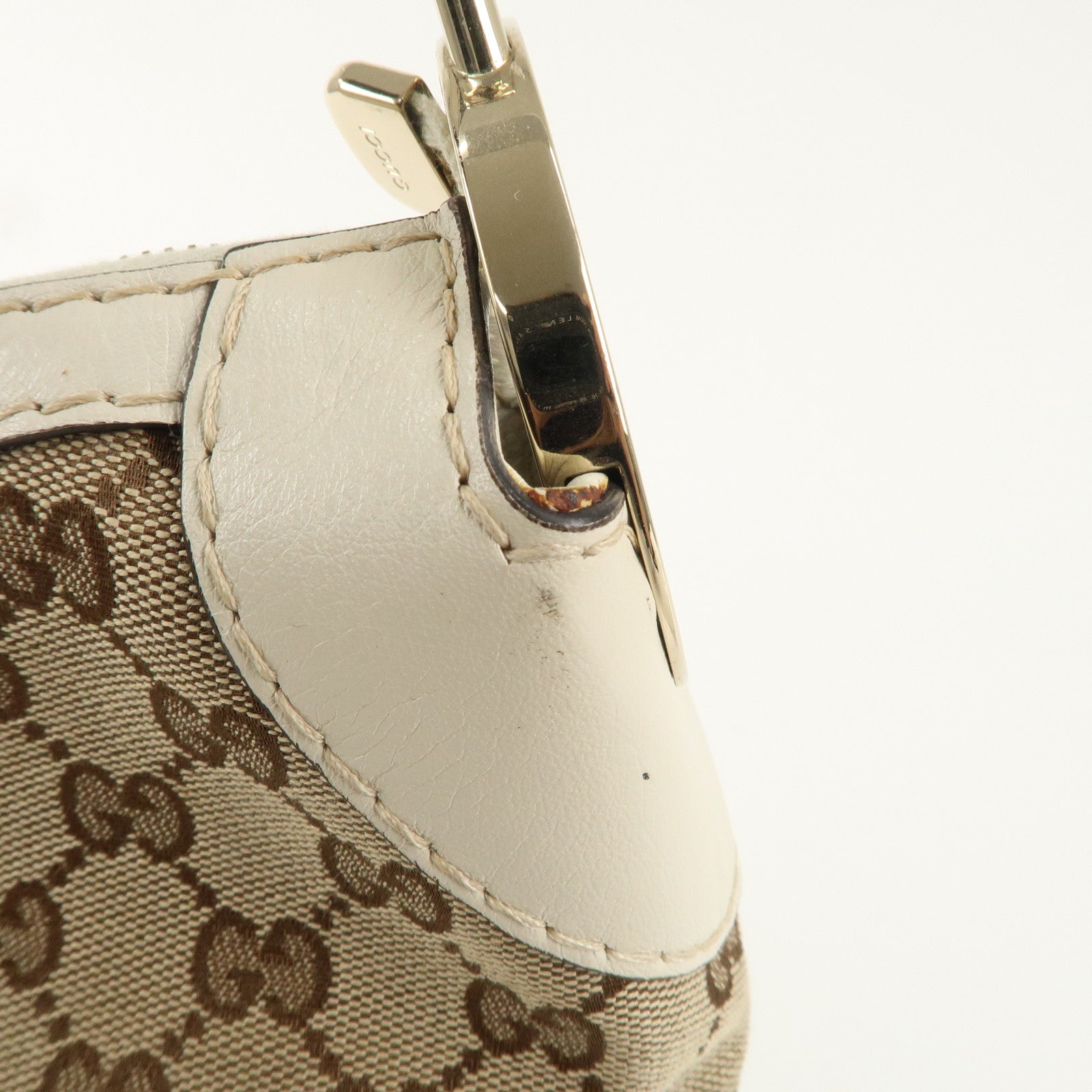 GUCCI GG Canvas Leather One Shoulder Bag Beige Ivory 211810