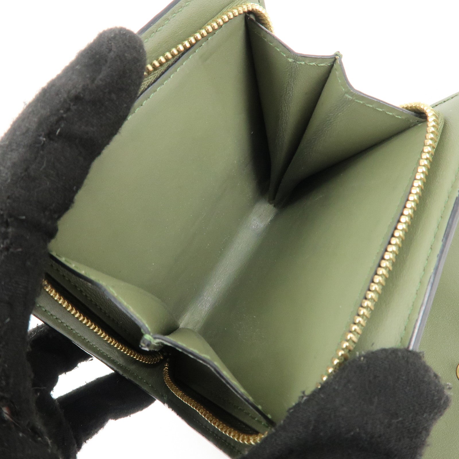 LOEWE Anagram Leather Zippy Bi-fold Wallet Avocado Green