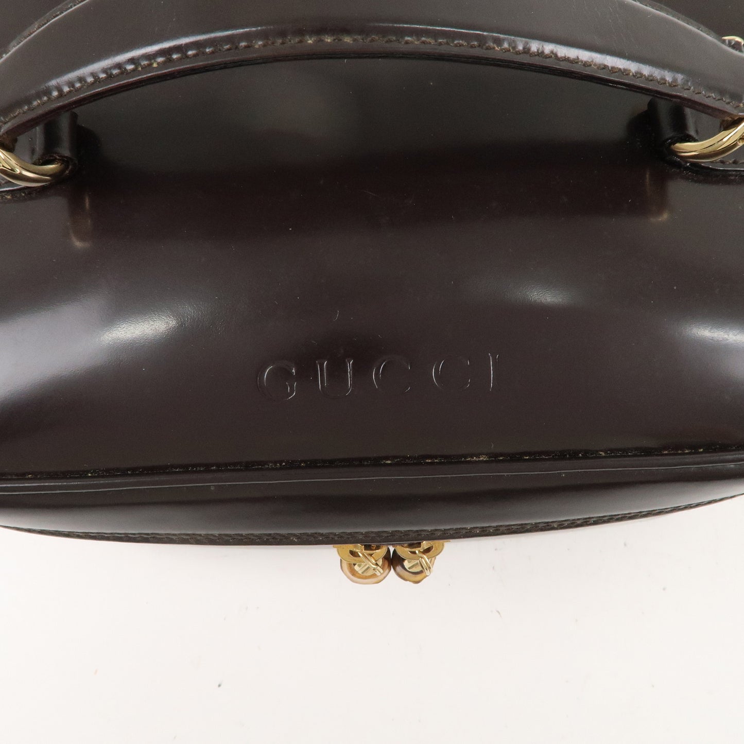 GUCCI Bamboo Leather Vanity Case Brown 032.1956.0150