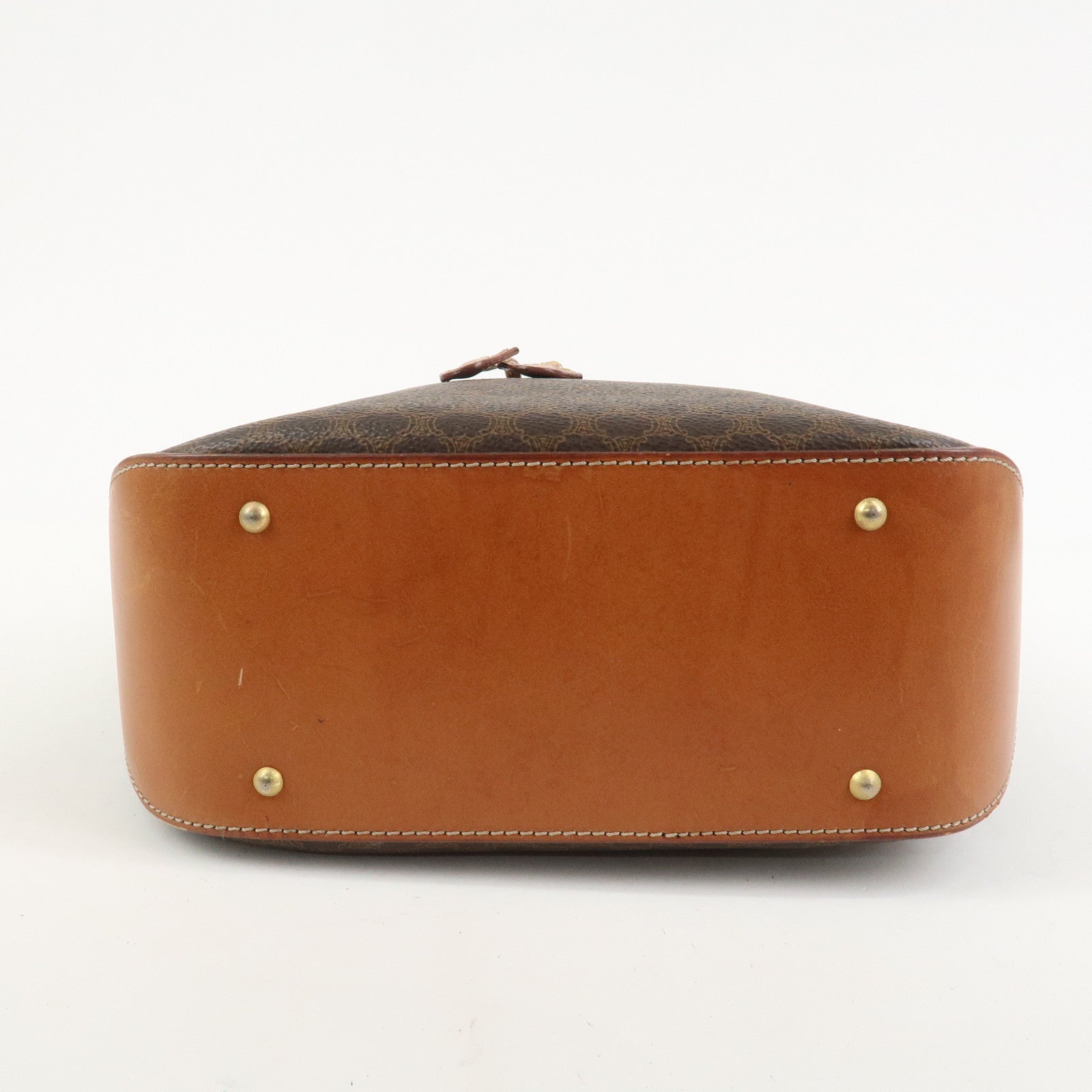 CELINE Macadam PVC Canvas Leather Shoulder Bag Crossbody Bag Brown