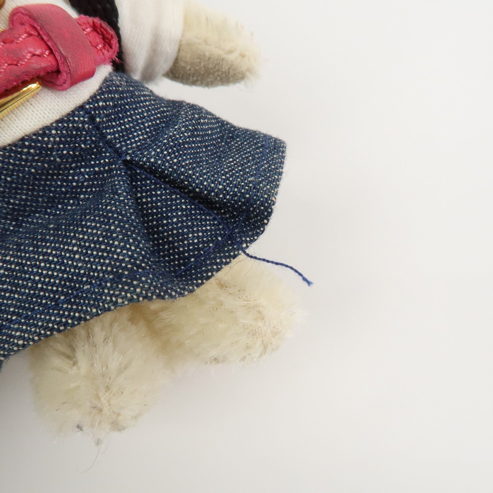 PRADA Triangle Logo Teddy Bear Bag Key Charm Denim Multicolor