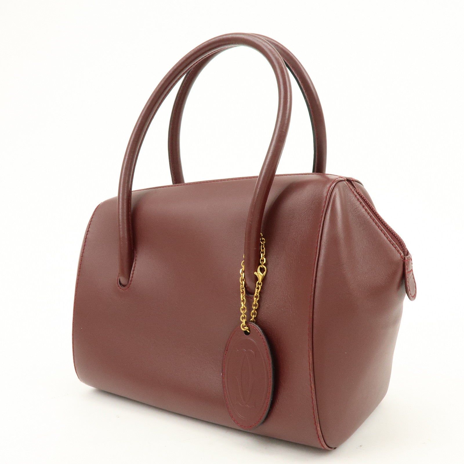 Cartier Must de Cartier Leather Hand Bag Tote Bag Bordeaux