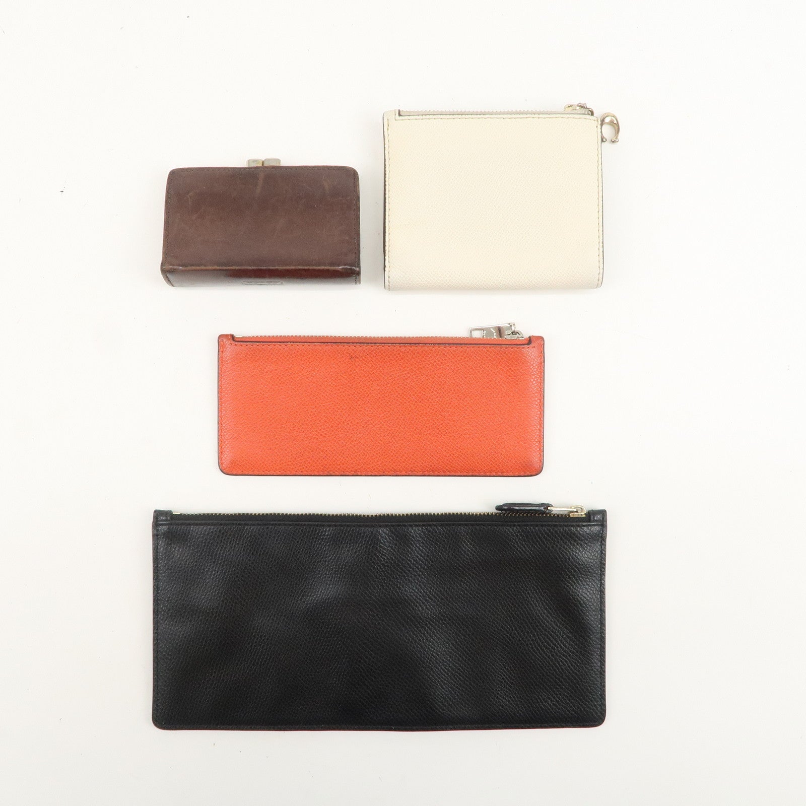 COACH Set of 3 Pouch Wallet Coin Case Brown Light Blue Black Ivory