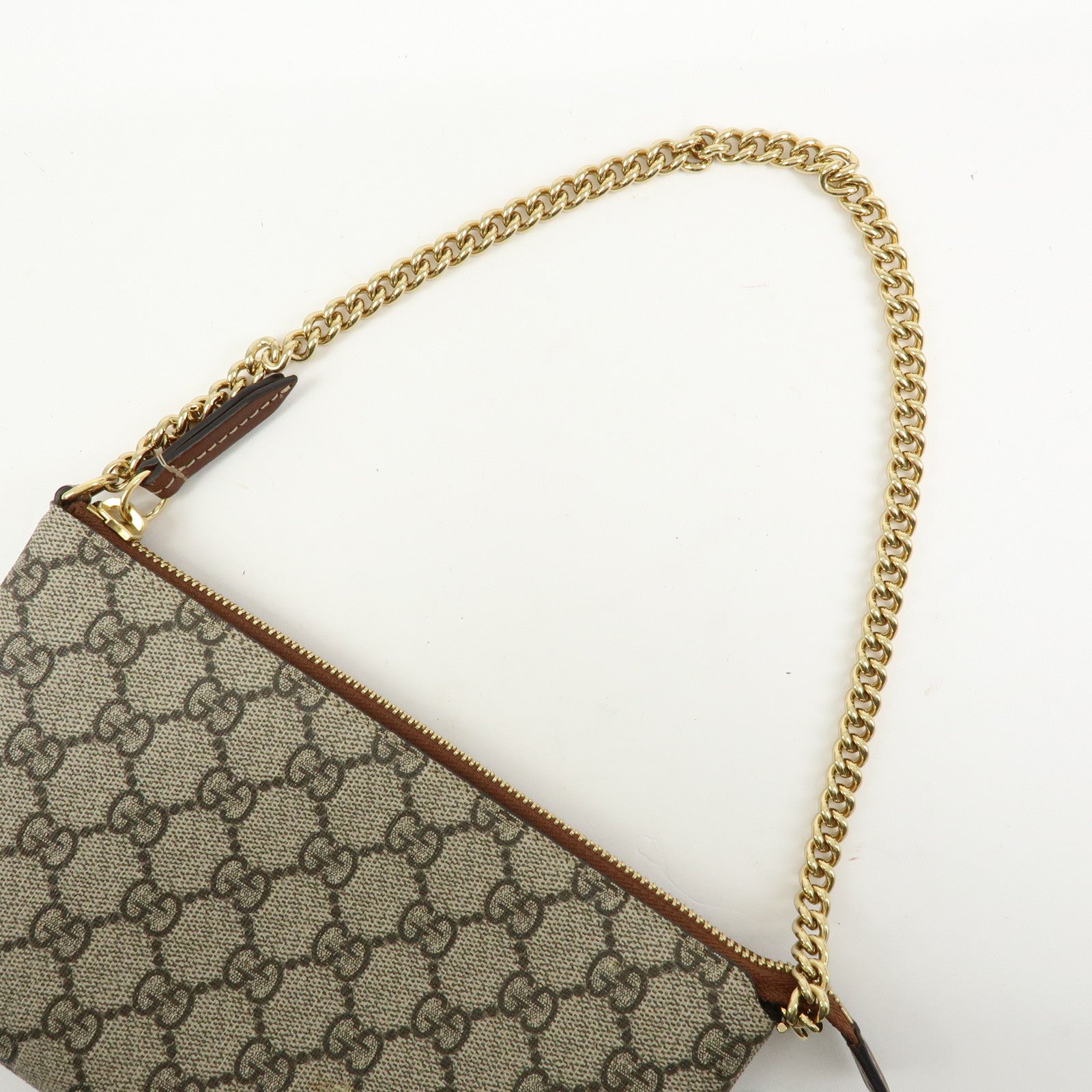 GUCCI Guccissima GG Supreme Leather Chain Shoulder Bag Beige 428449
