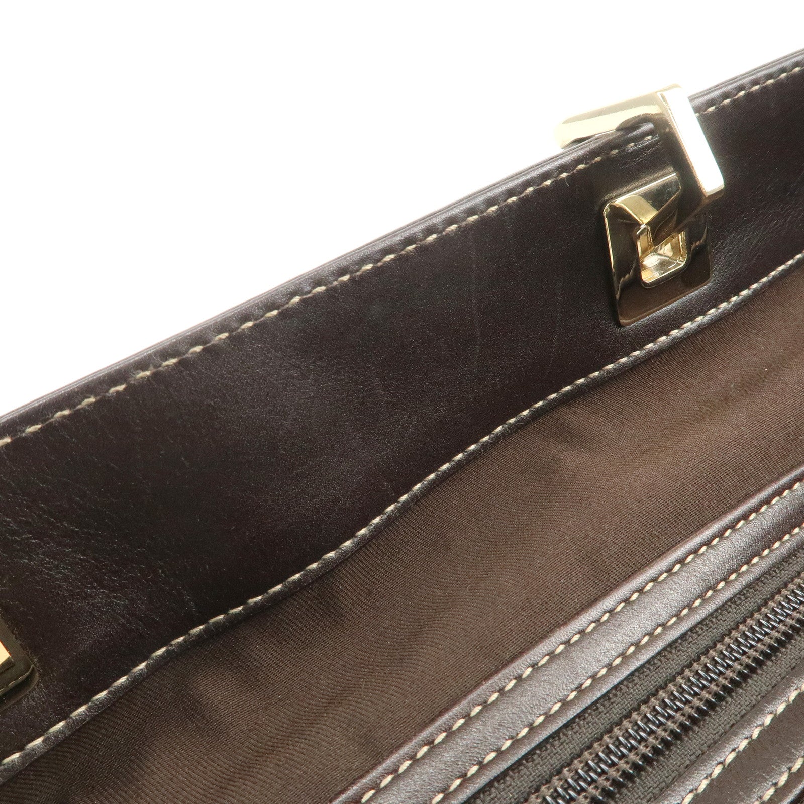 GUCCI GG Canvas Leather Tote Bag Hand Bag Brown Beige 145993