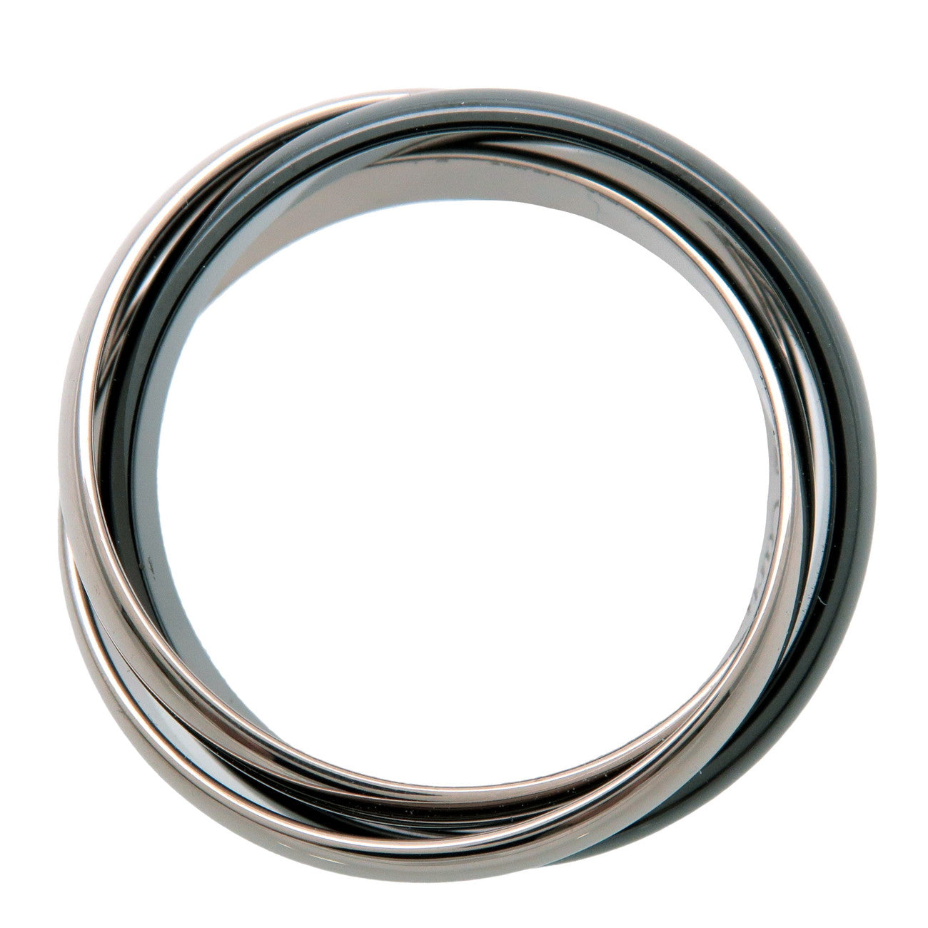 Cartier Trinity Ring Black Ceramic K18 White Gold #55 US7.5 EU55