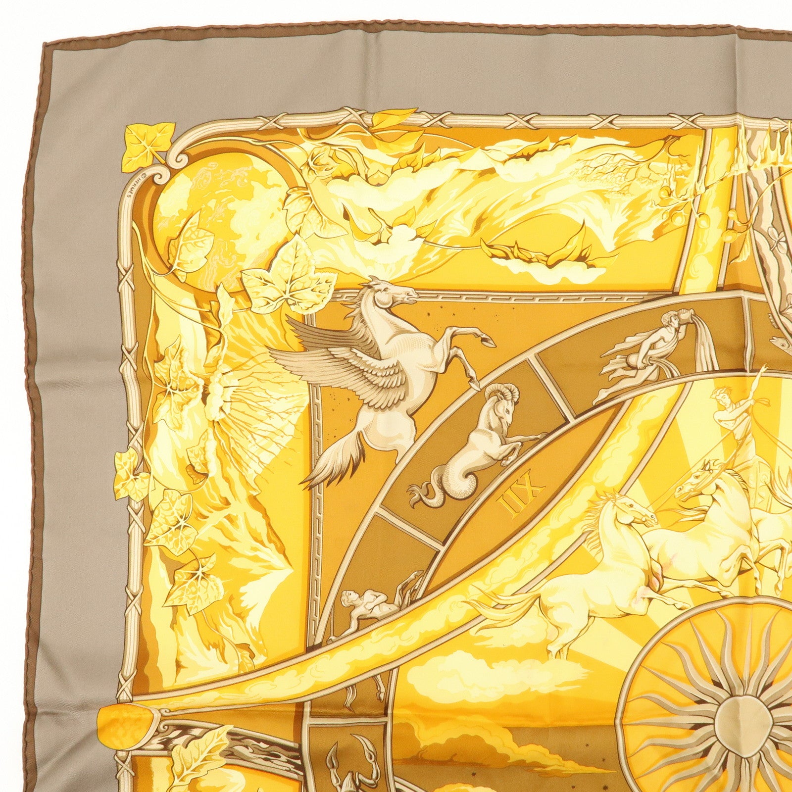 HERMES Carre 90 Silk 100% RYTHMES DU MONDE Scarf Orange