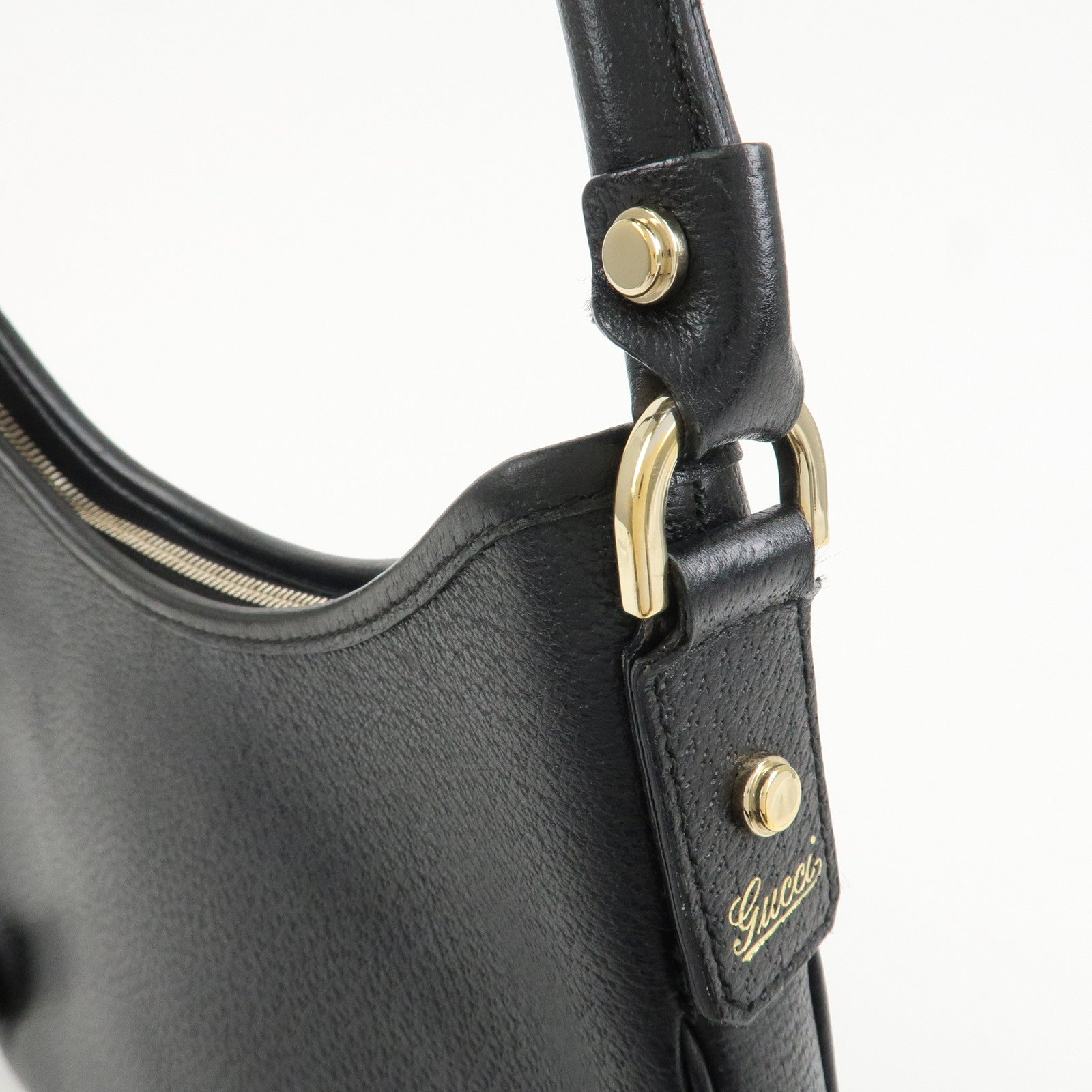 GUCCI Abbey GG Canvas Leather Shoulder Bag Black 130738