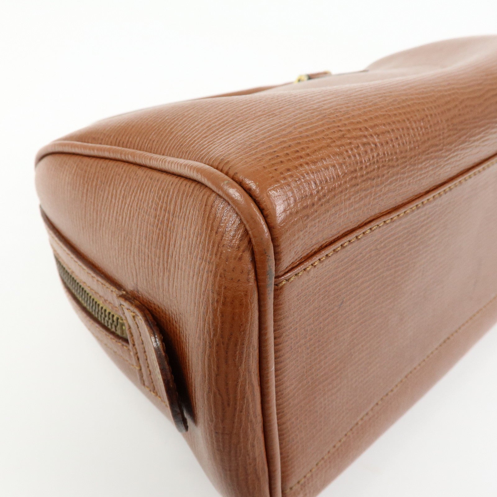CELINE Triomphe Leather Boston Bag Hand Bag Brown