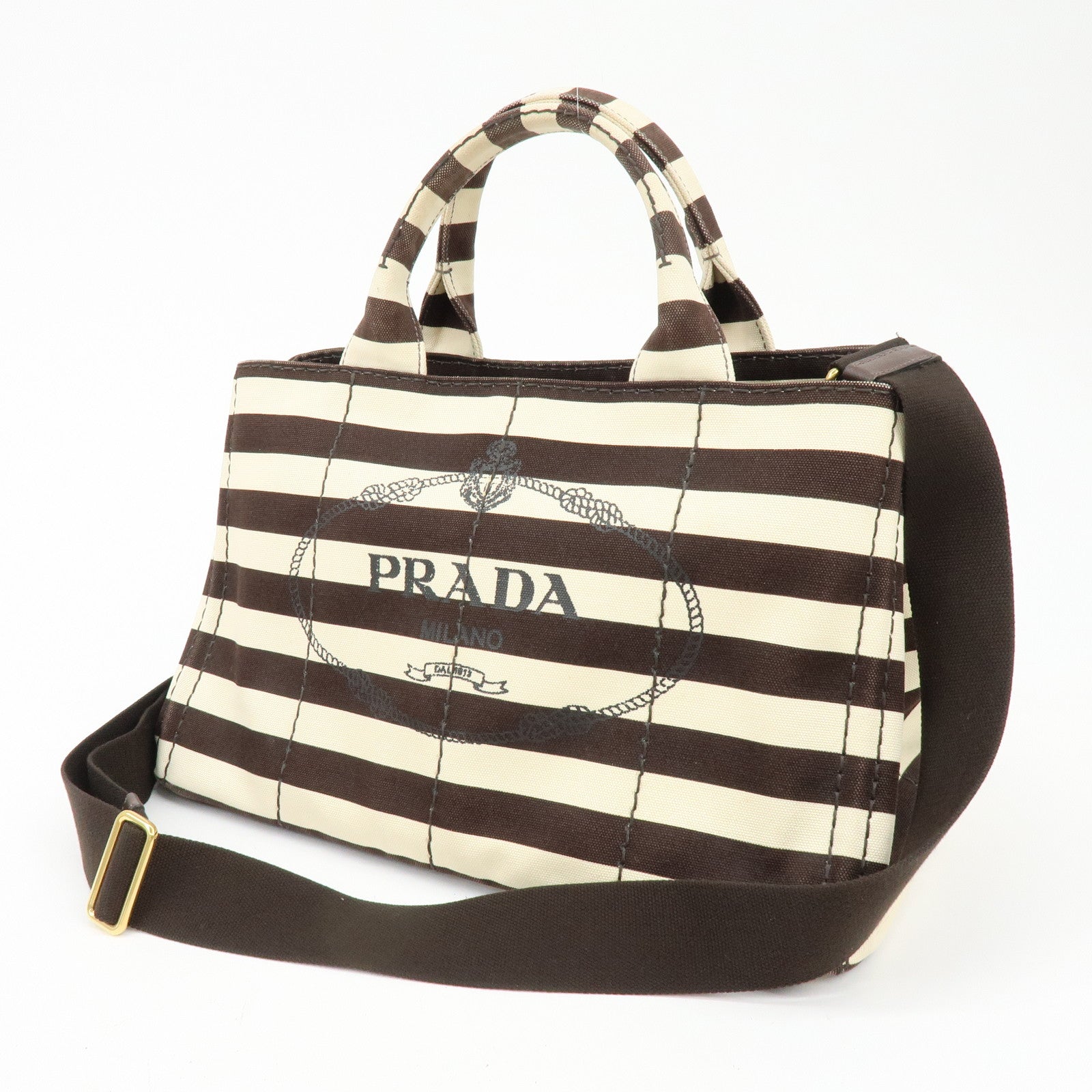 PRADA Canapa Triangle Logo Canvas 2Way Hand Bag Shoulder Bag B2642B