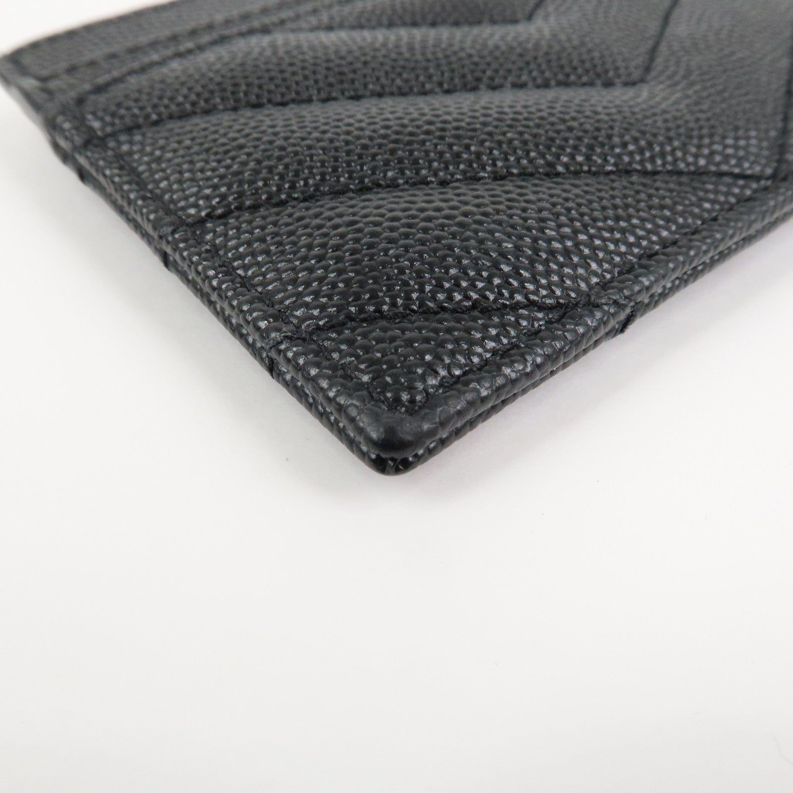 SAINT LAURENT PARIS Casandra Leather Card Case Black 423291
