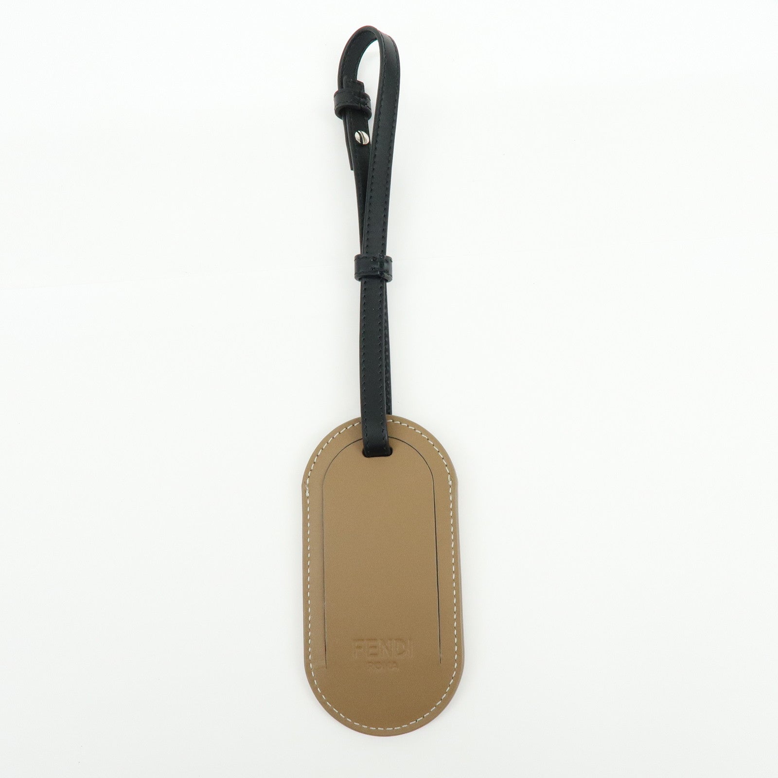 FENDI Zucca Leather Canvas Bag Charm Key Chain Brown Black