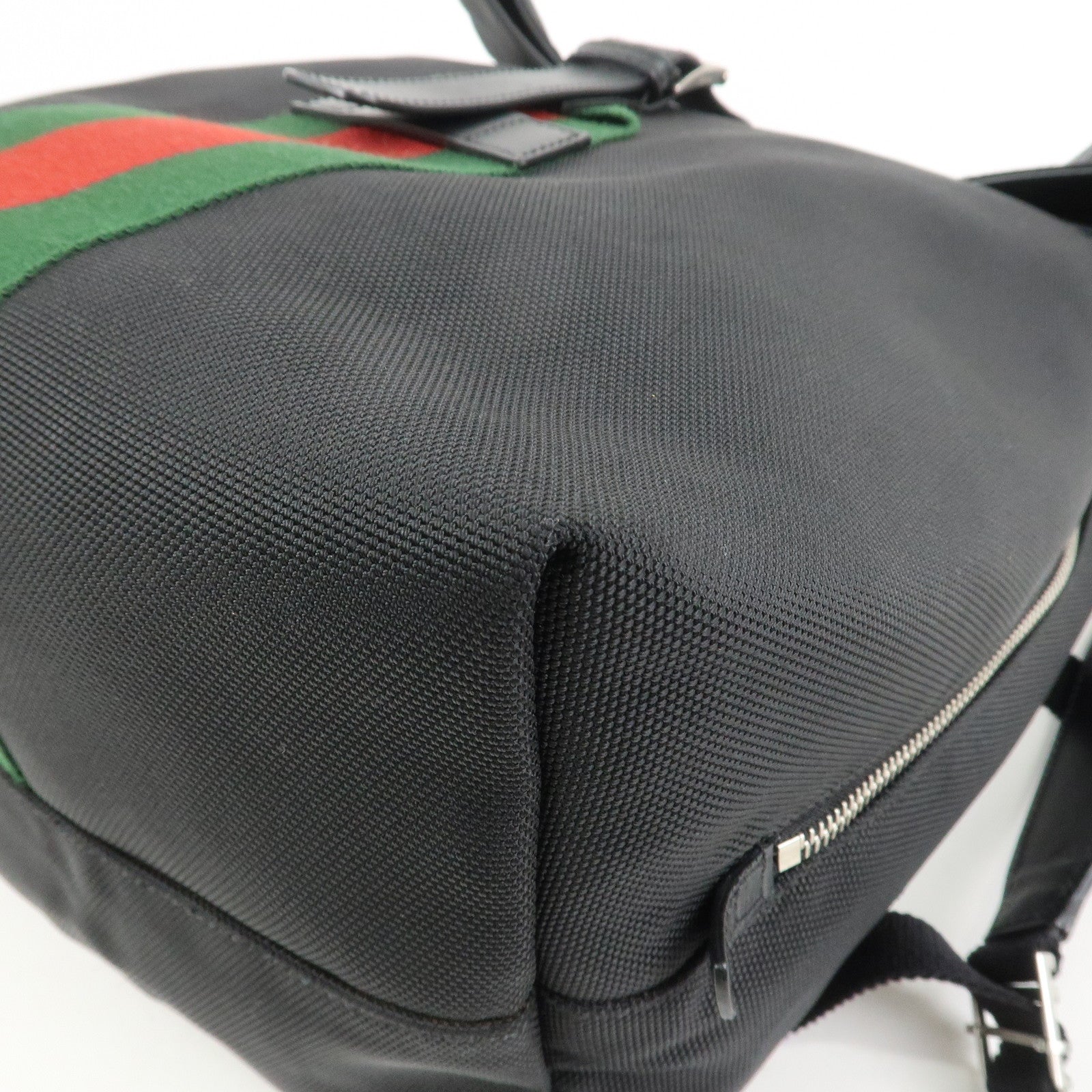GUCCI Sherry Canvas Leather Backpack Rucksack Black 619749