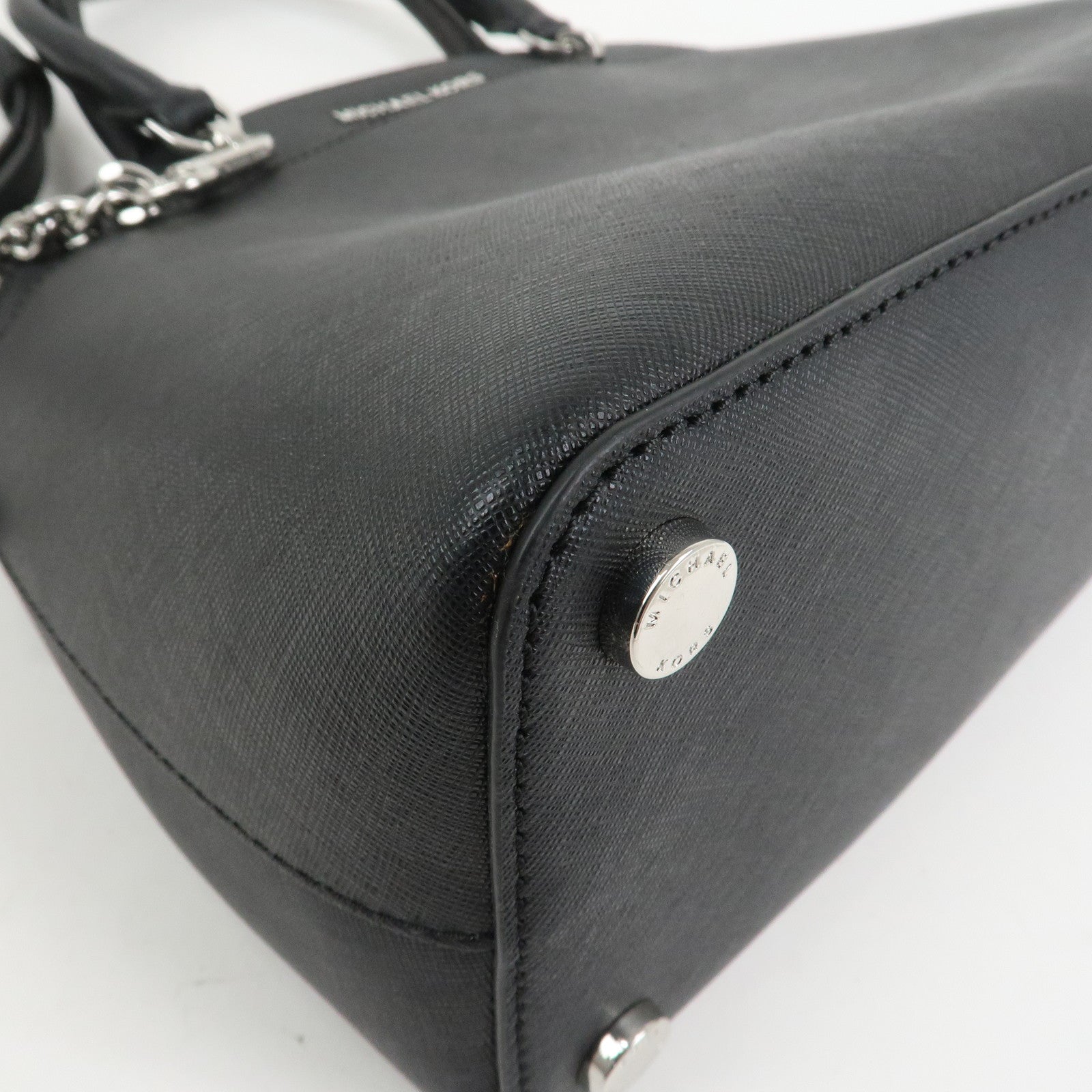 MICHAEL KORS Leather 2 Way Shoulder Bag Hand Bag Black Silver