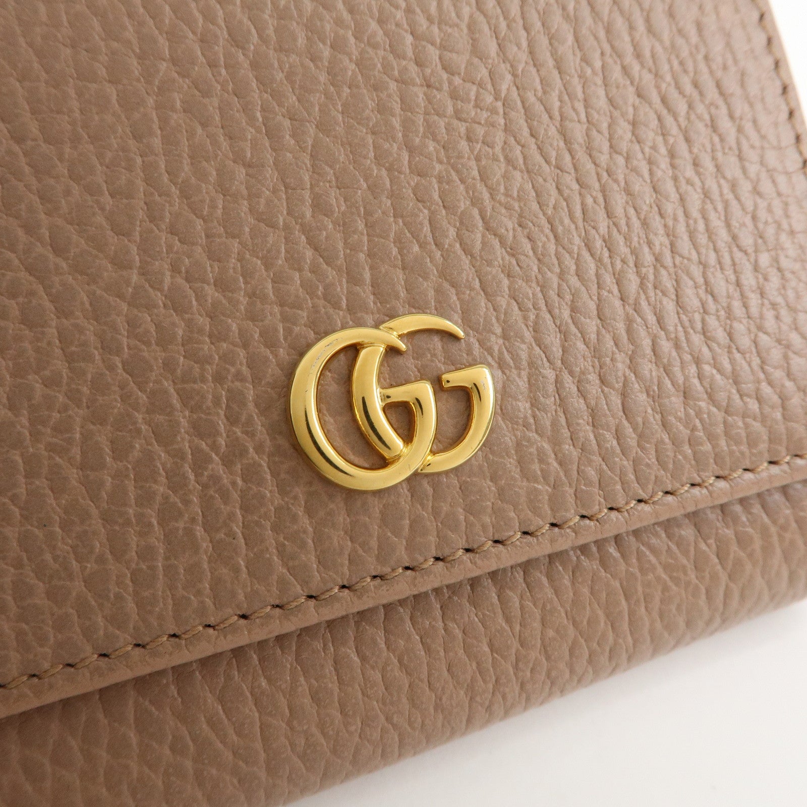 GUCCI GG Marmont Leather Compact Wallet Pink Beige 59858