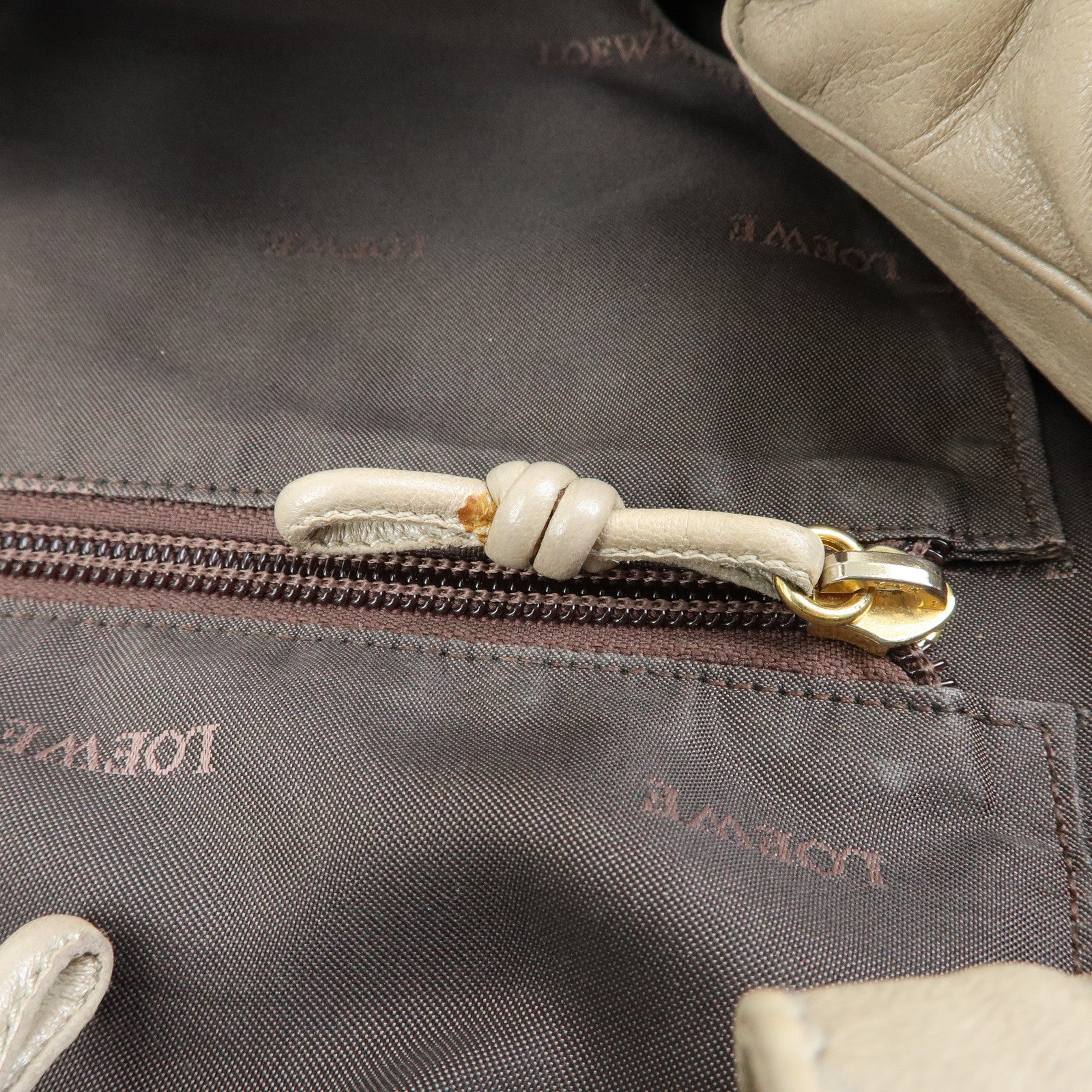 LOEWE Anagram Nappa Aire Leather Hand Bag Shoulder Bag Beige