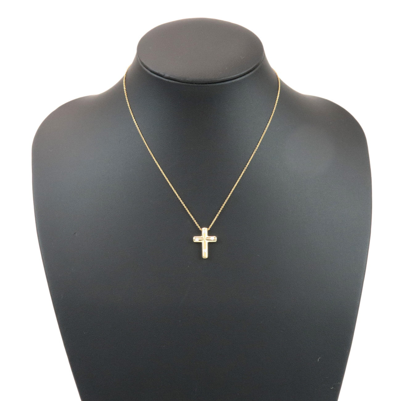 Tiffany & Co Dots Cross 4P Diamond Necklace K18 750YG Yellow Gold