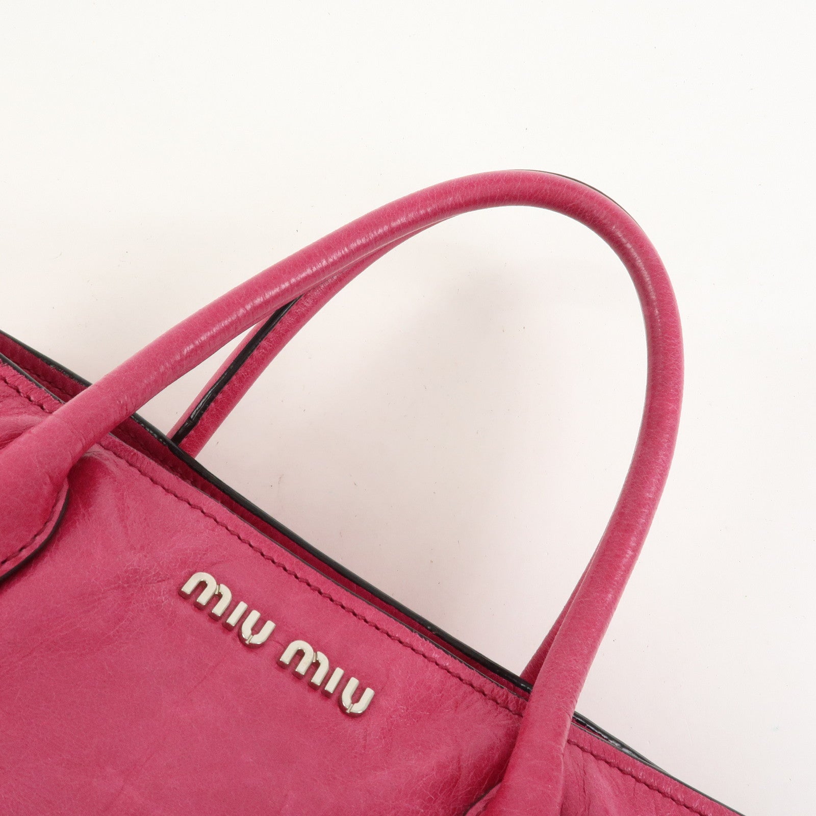 MIU MIU Logo 2Way Bag Hand Bag Shoulder Bag Pink