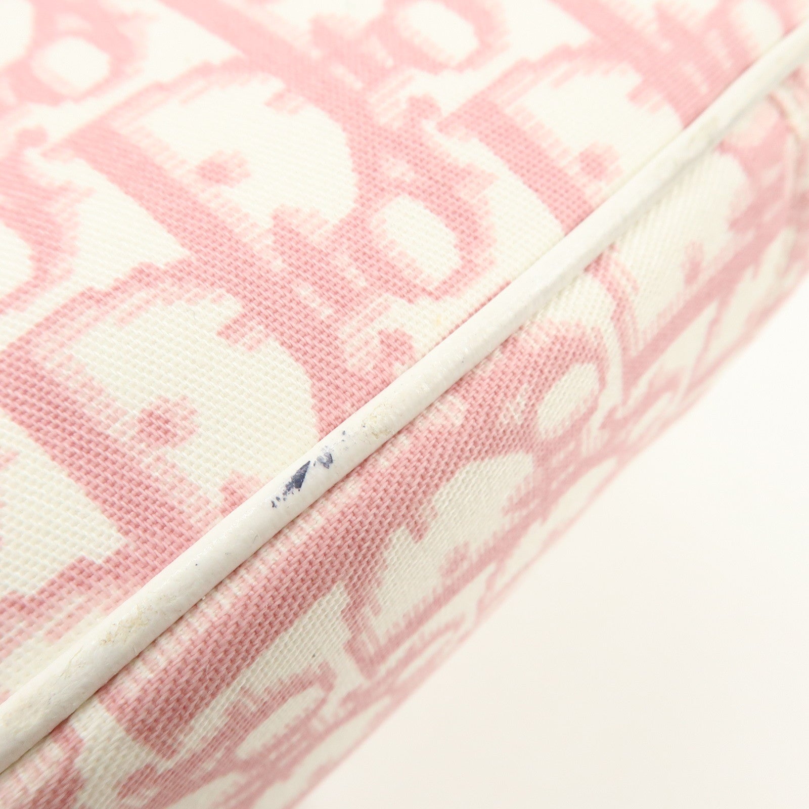 Christian Dior Trotter Canvas Rhinestone Leather Shoulder Bag Pink