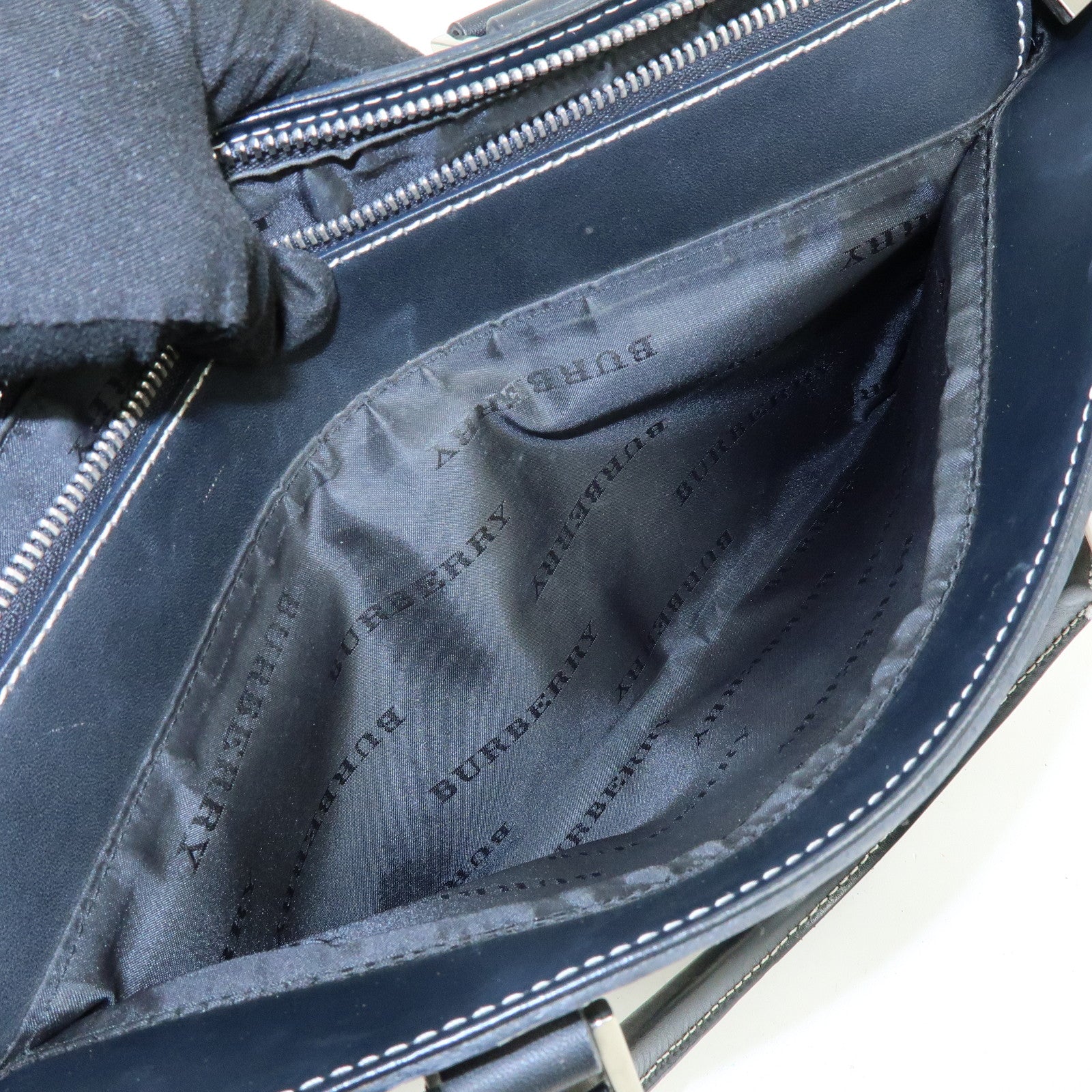 BURBERRY Canvas Leather Hand Bag Tote Bag Black