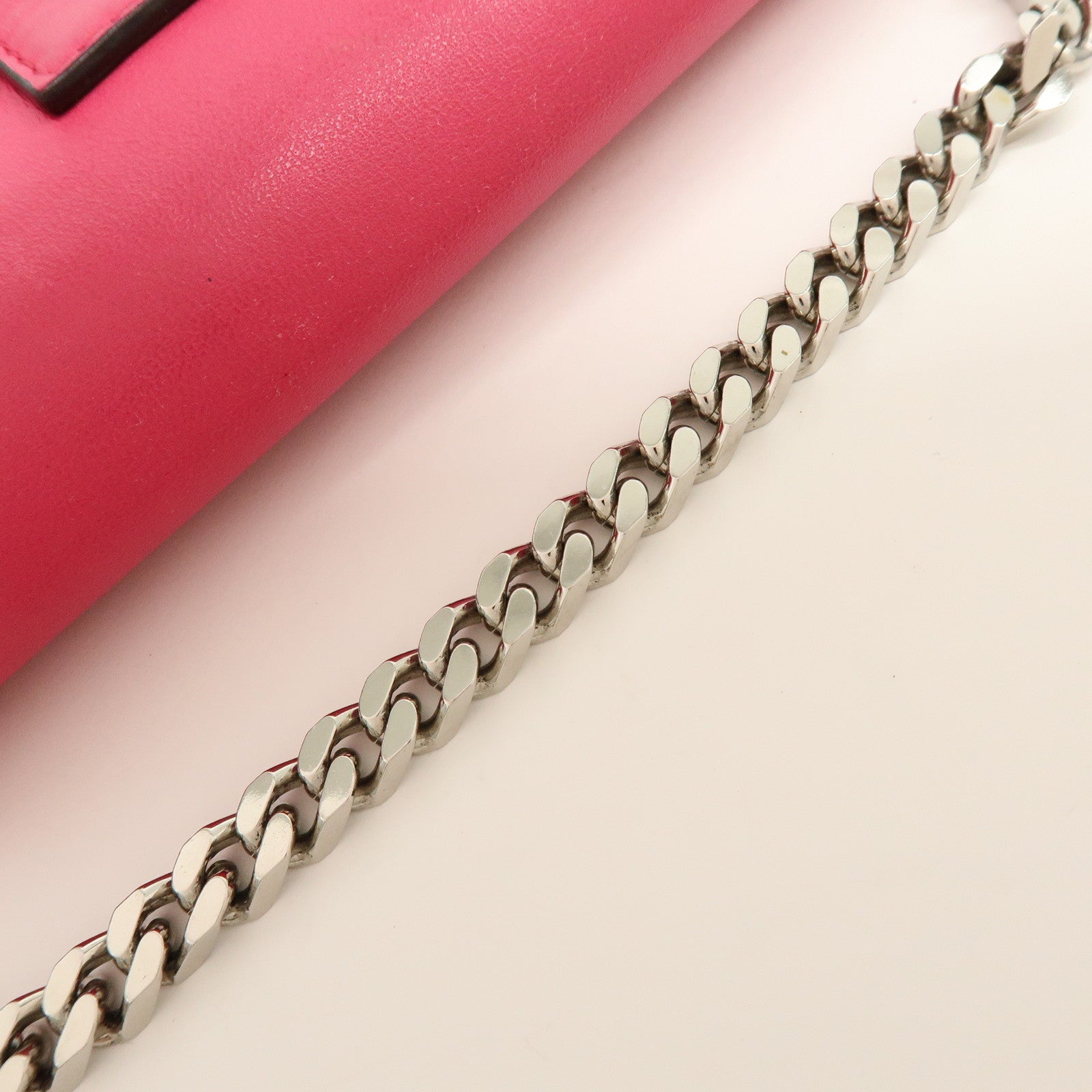 FENDI Leather Micro Baguette Shoulder Bag Crossbody Bag Pink 8M0354