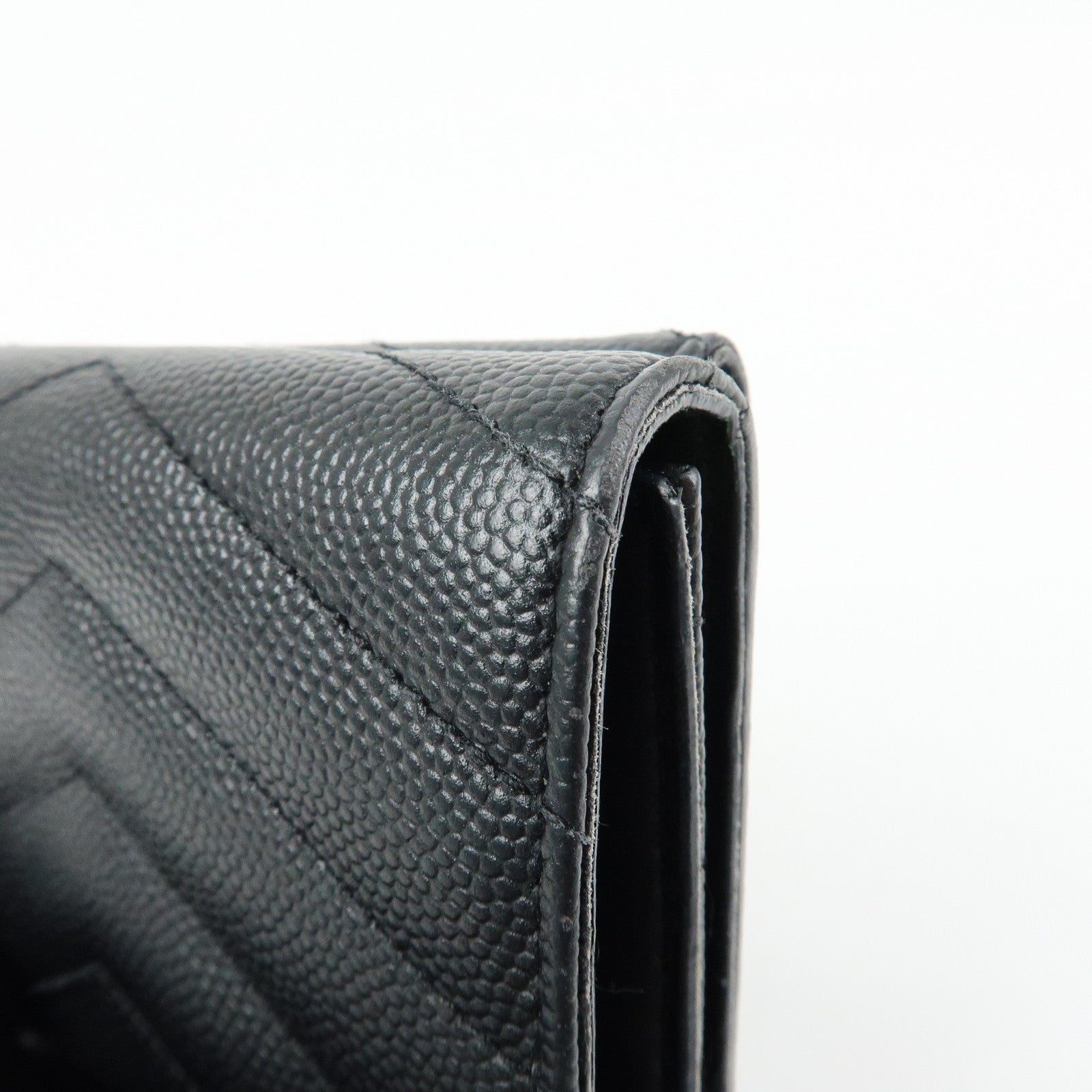 SAINT LAURENT PARIS Cassandre Leather Compact Wallet Black 505118