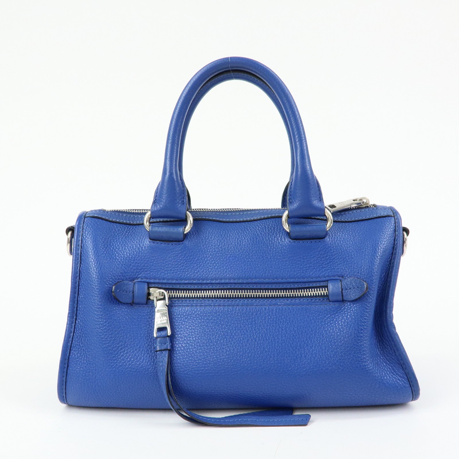 PRADA Vitello Dino Leather 2Way Bag Shoulder Bag Blue BL0805