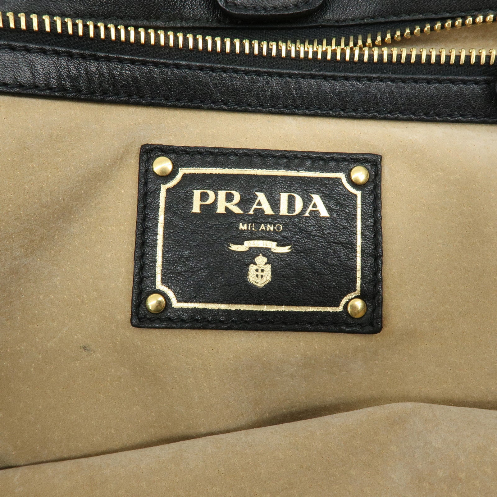 PRADA Soft Calf Leather 2Way Bag Hand Bag Shoulder Bag Black BN1832