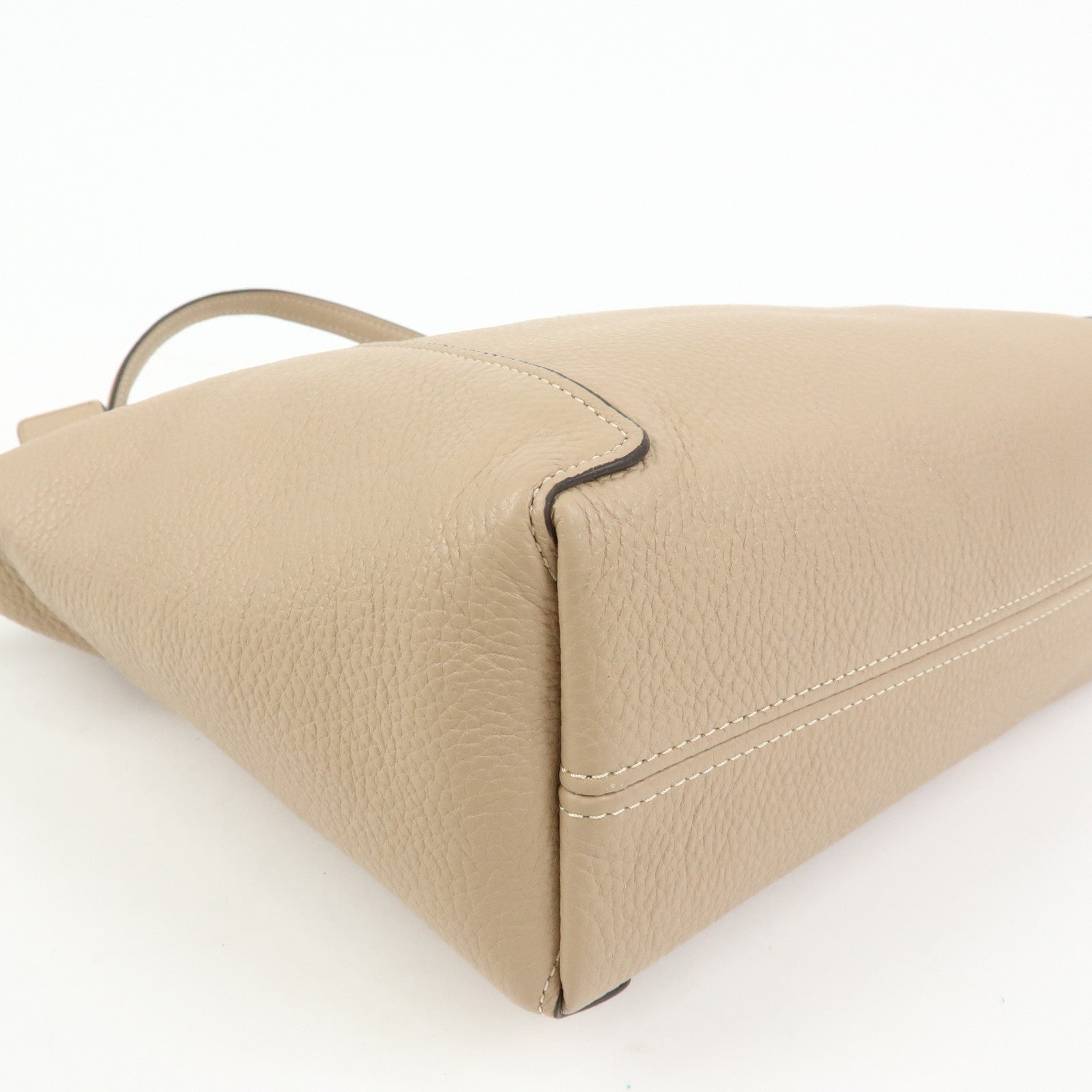 COACH Kacey Satchel Leather 2Way Shoulder Bag Hand Bag Beige