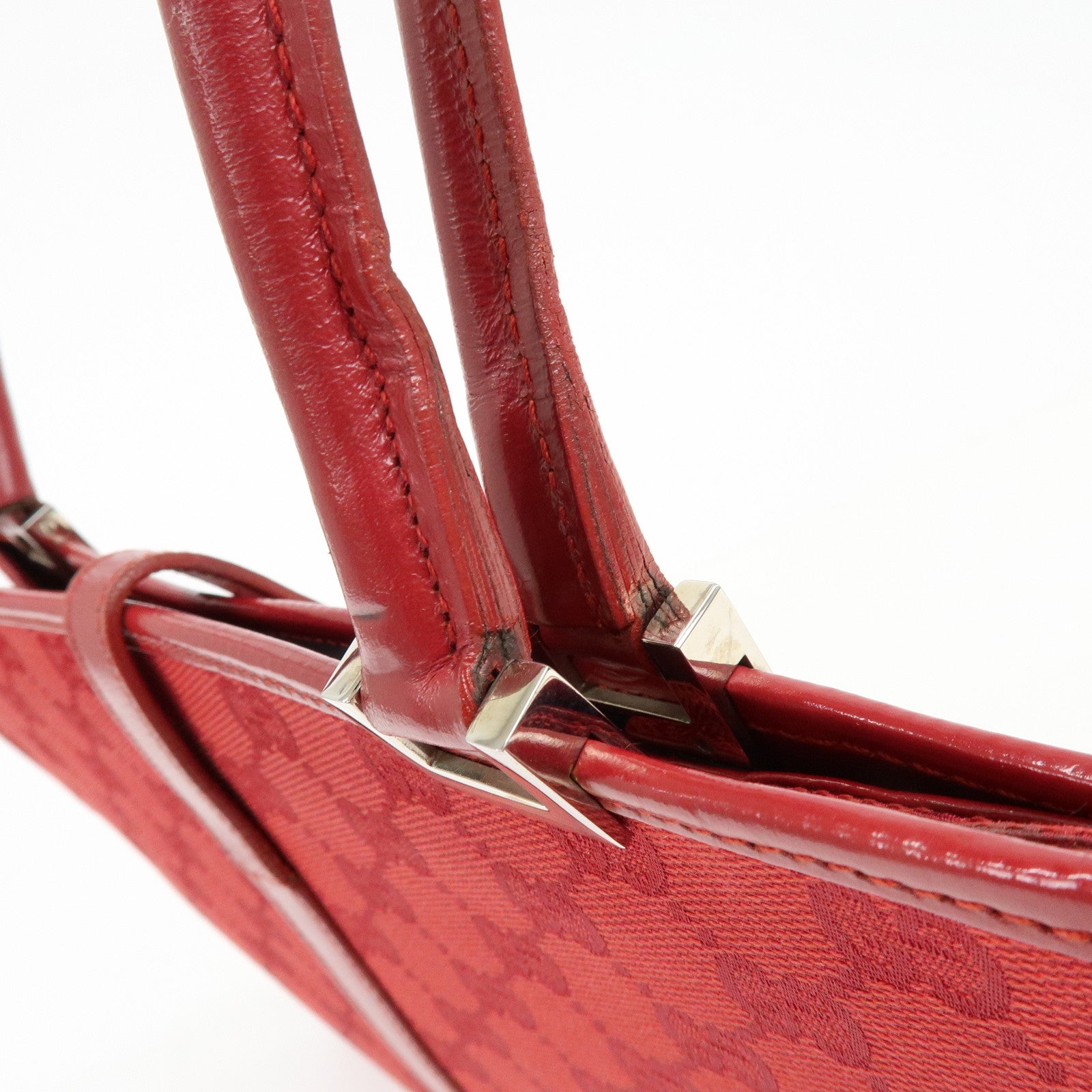 GUCCI Jackie GG Canvas Leather Shoulder Bag Tote Bag Red 002・1073