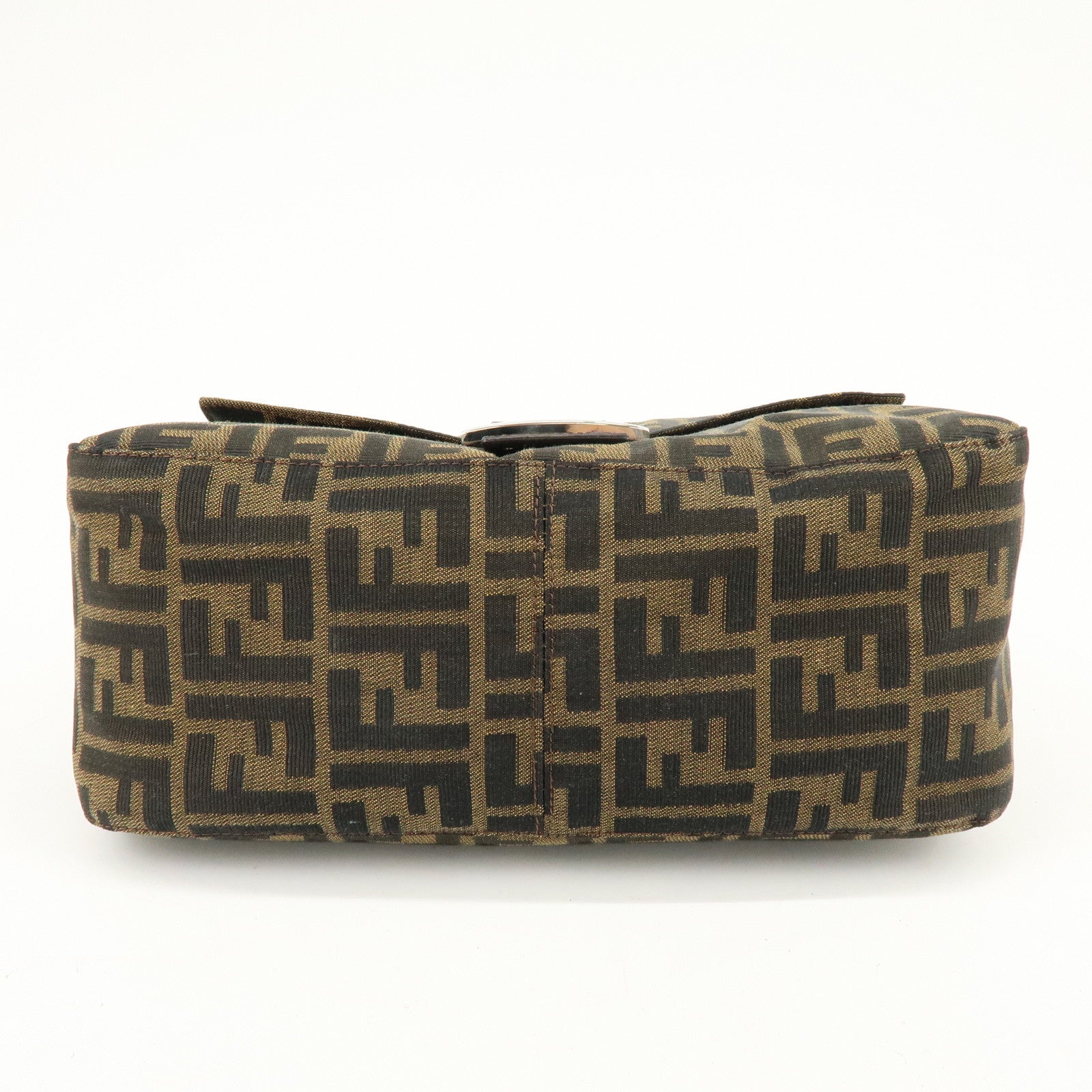 FENDI Mamma Baguette Zucca Canvas Leather Shoulder Hand Bag 26325