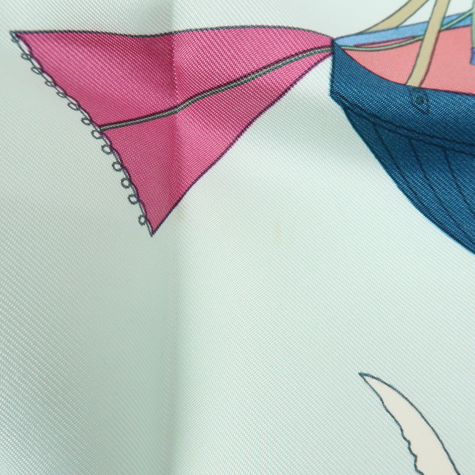HERMES Carre 90 Silk 100% Scarf LES FOLIES DU CIEL Light Green Gray