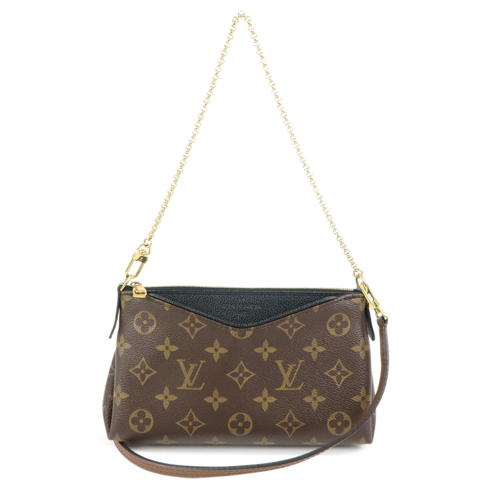 Louis Vuitton Monogram Pallas Clutch 2Way Shoulder Bag Noir M41639