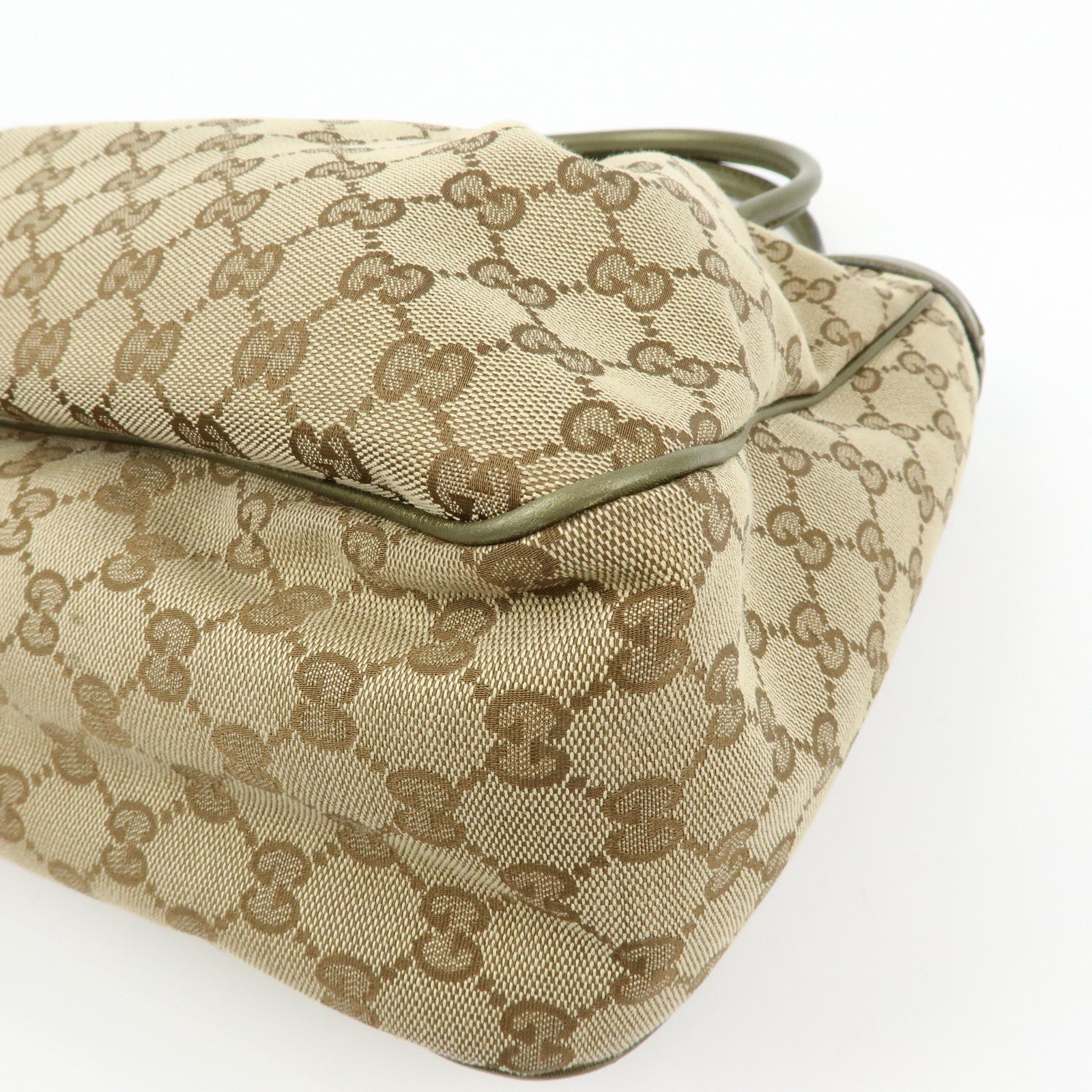 GUCCI Sukey Interlocking G GG Canvas Leather Tote Bag Beige 296835
