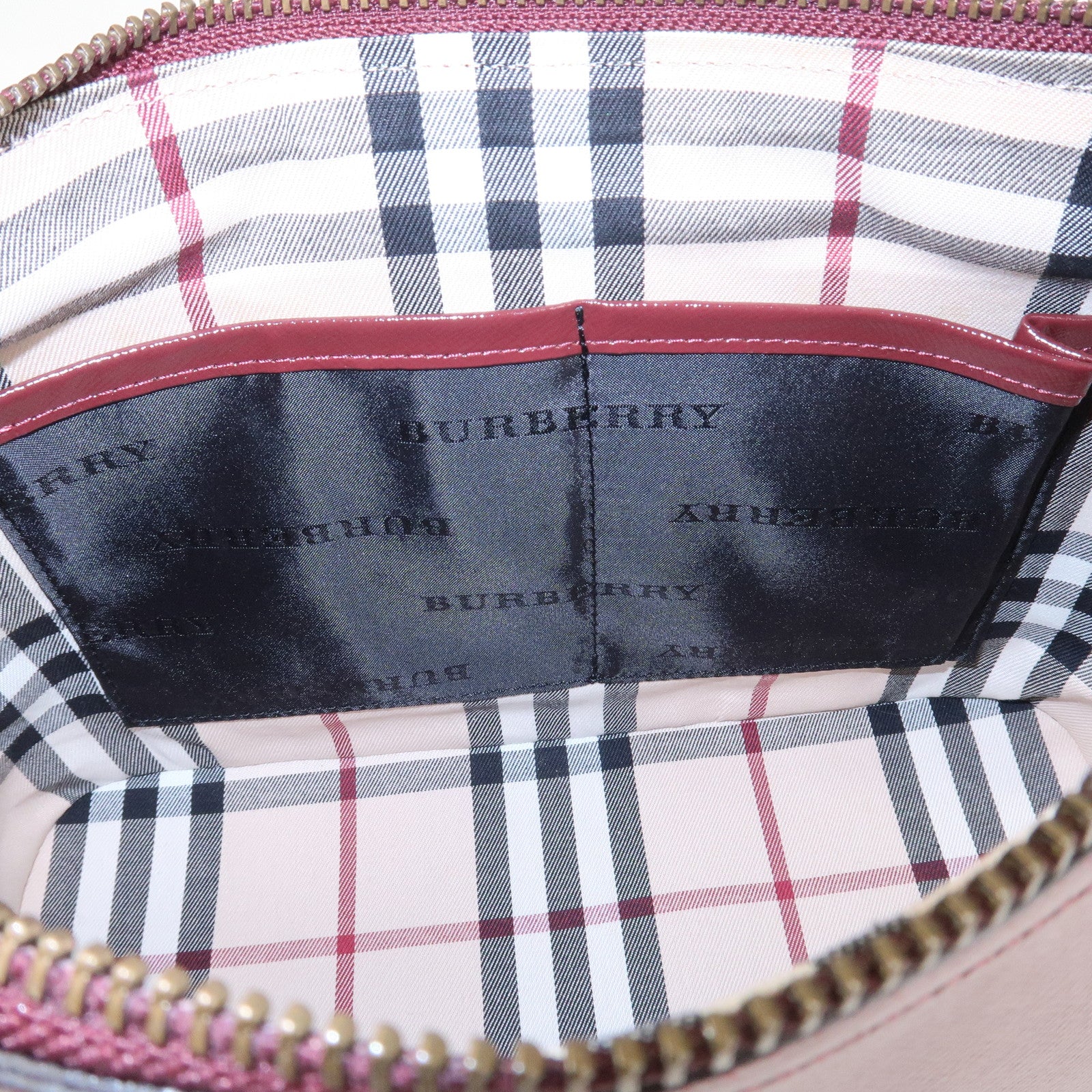 BURBERRY Leather Shoulder Bag Hand Bag Bordeaux Gold HDW