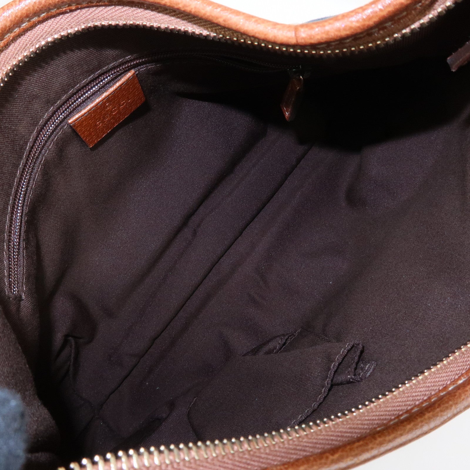 GUCCI Interlocking G Abbey GG Denim Shoulder Bag Brown Denim 130738