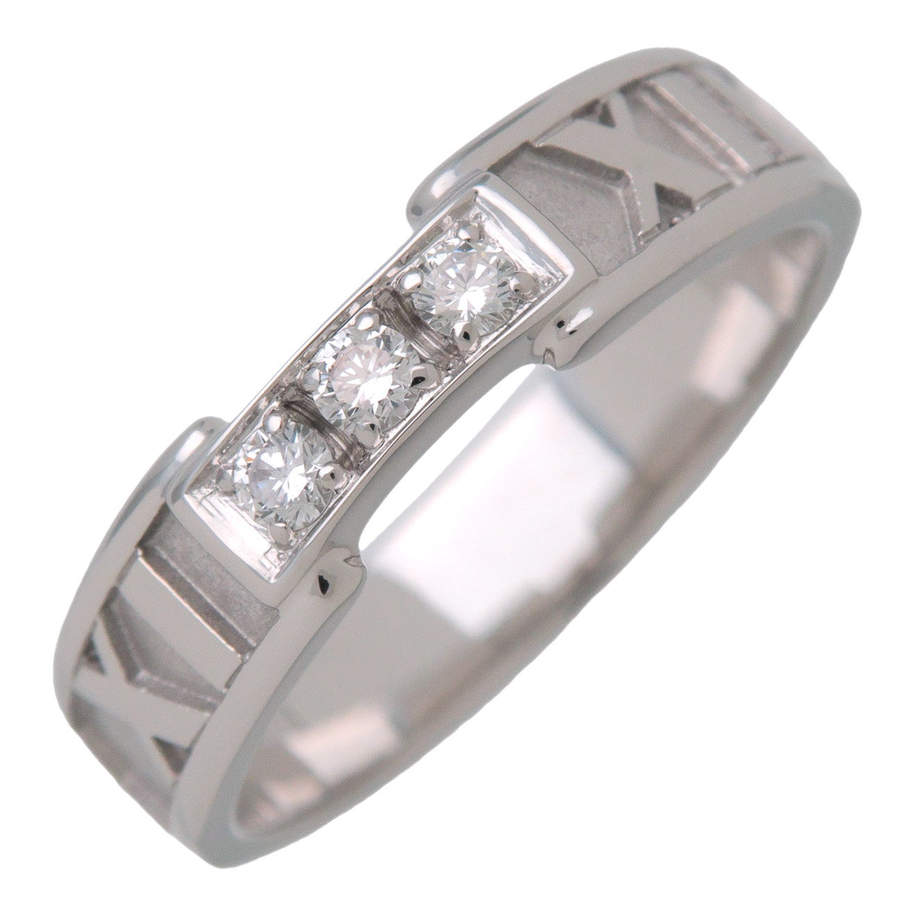 Tiffany & Co Atlas 3P Diamond Ring 750WG White Gold US8.5-9 EU59