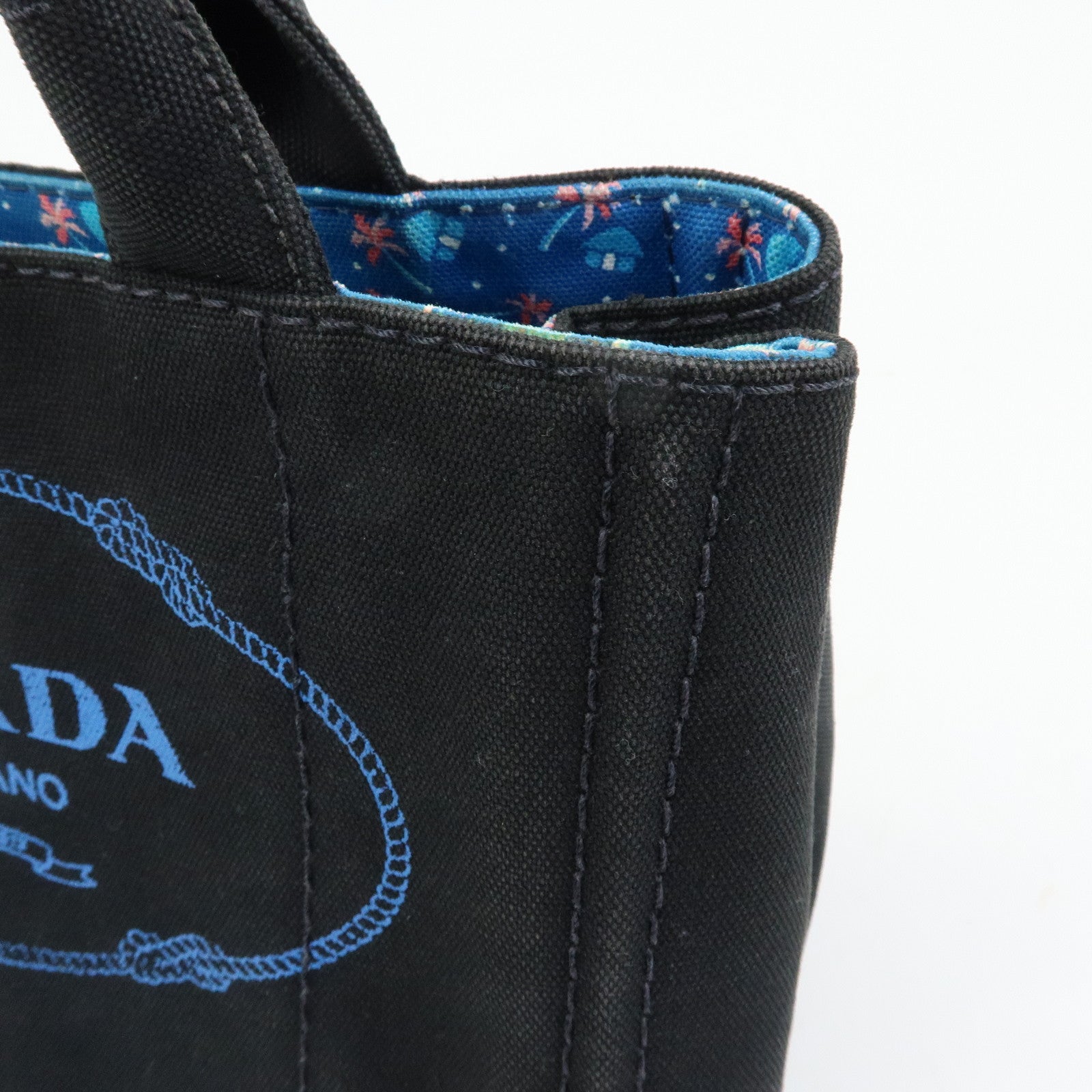 PRADA Triangle Logo Canapa Mini Canvas 2Way Bag Hand Bag 1BG439